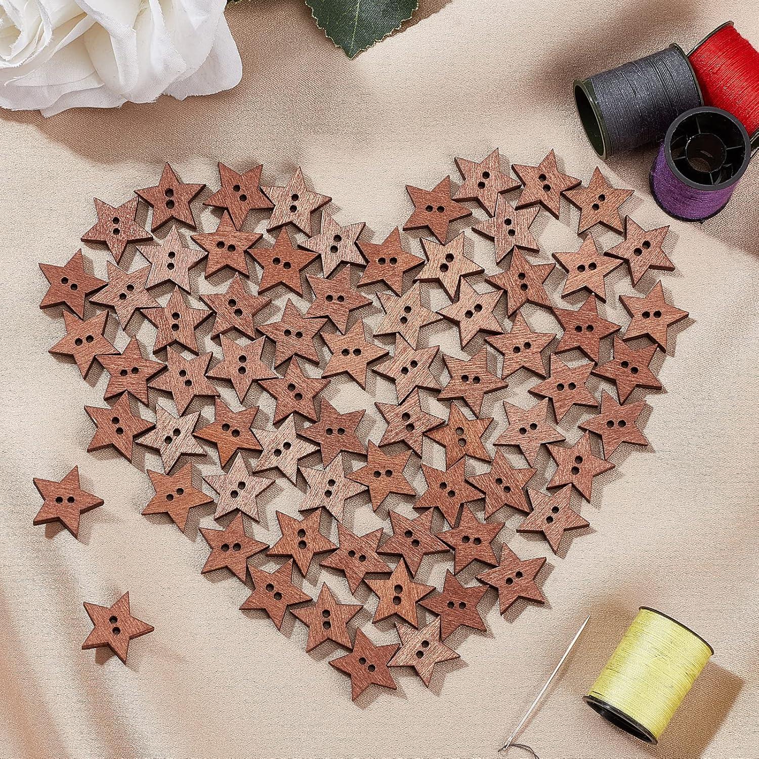 Botones de Estrellas de Madera GORGECRAFT 100 Pcs 1.9cm