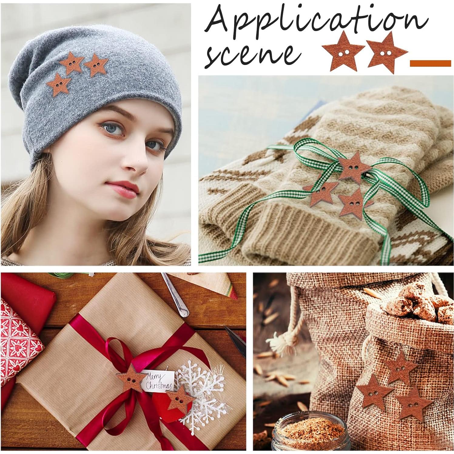 Botones de Estrellas de Madera GORGECRAFT 100 Pcs 1.9cm