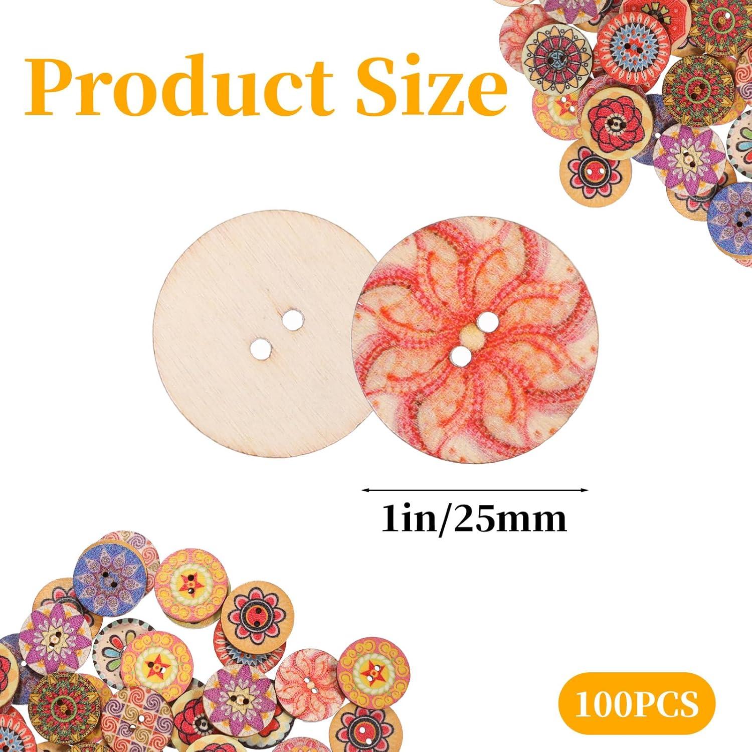 100 Botones de Madera Vintage Xelsluthe 2.5cm Coloridos