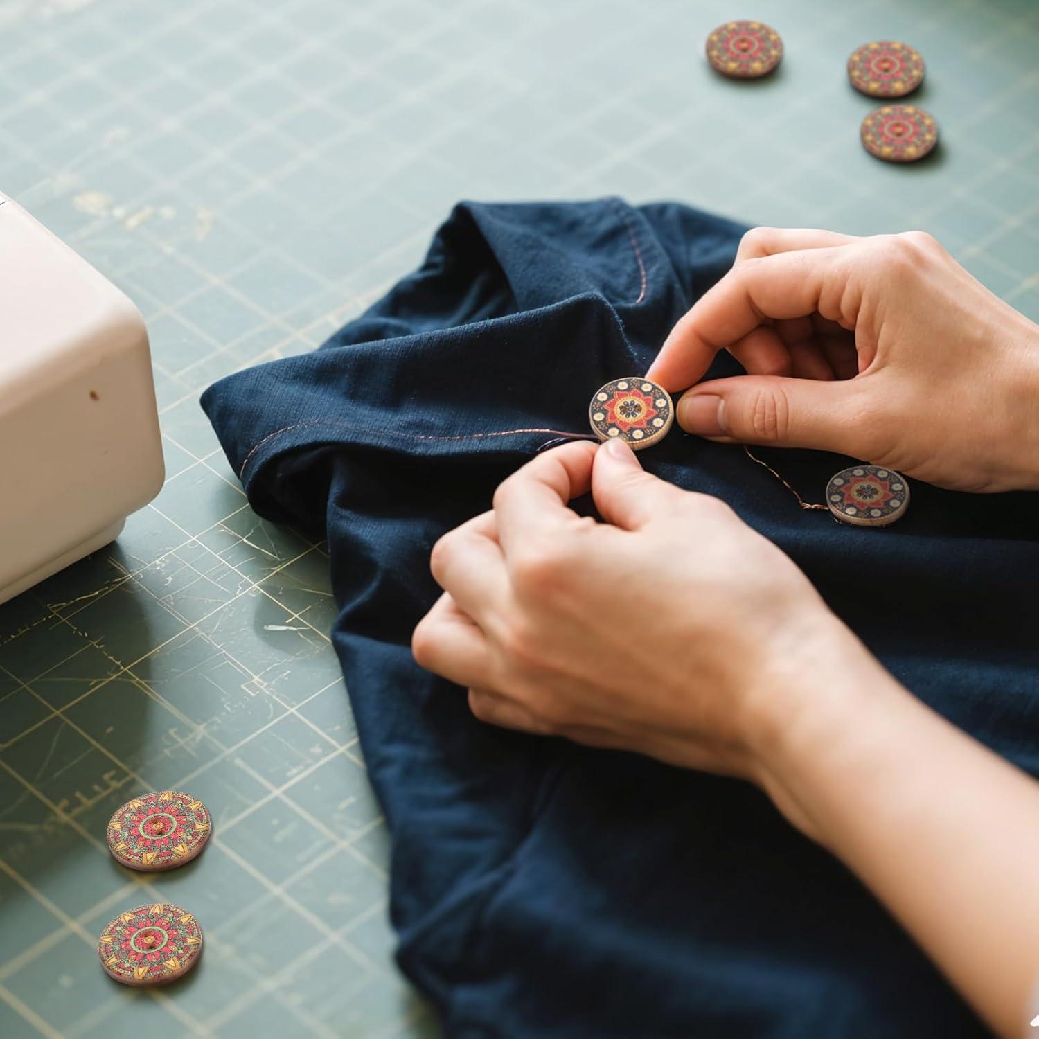 100 Botones de Madera Vintage Xelsluthe 2.5cm Coloridos