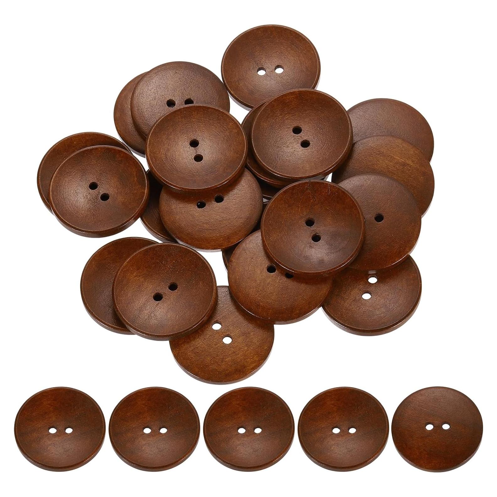 30 Pcs Botones de Madera uxcell 38mm Redondos 2 Agujeros