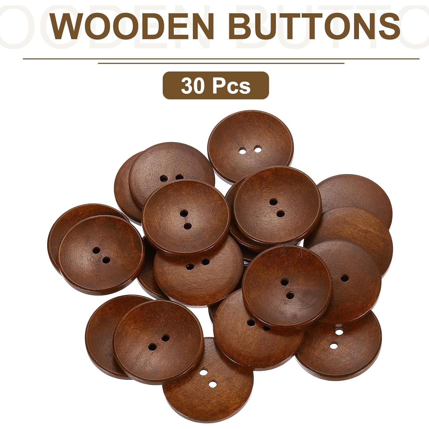 30 Pcs Botones de Madera uxcell 38mm Redondos 2 Agujeros