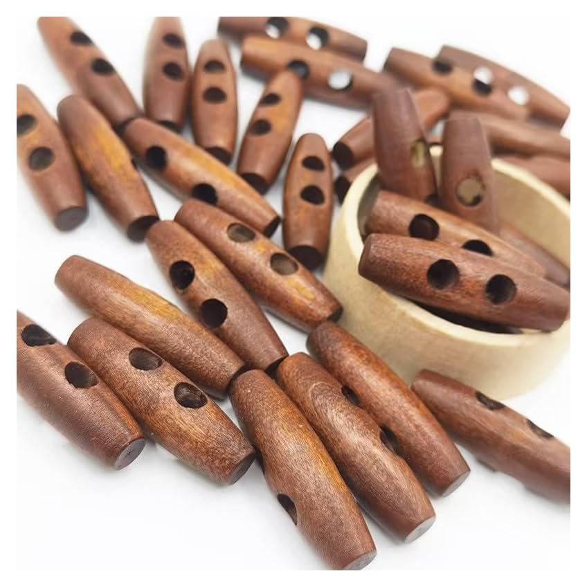50 Botones de Madera Color Oliva con 2 Agujeros para Ropa