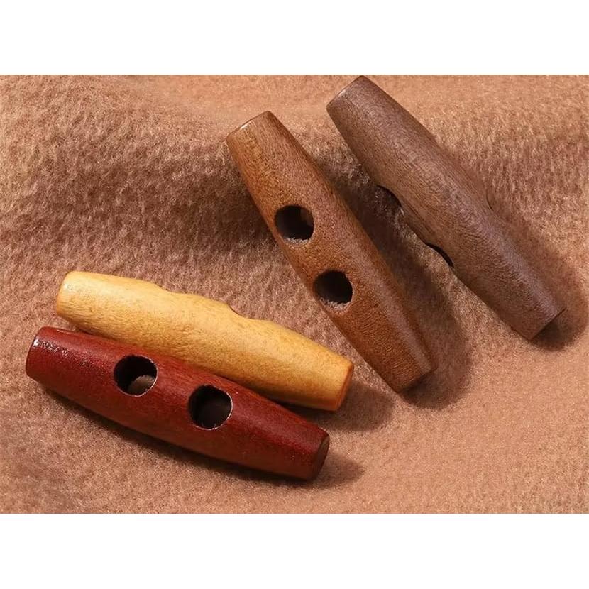 50 Botones de Madera Color Oliva con 2 Agujeros para Ropa