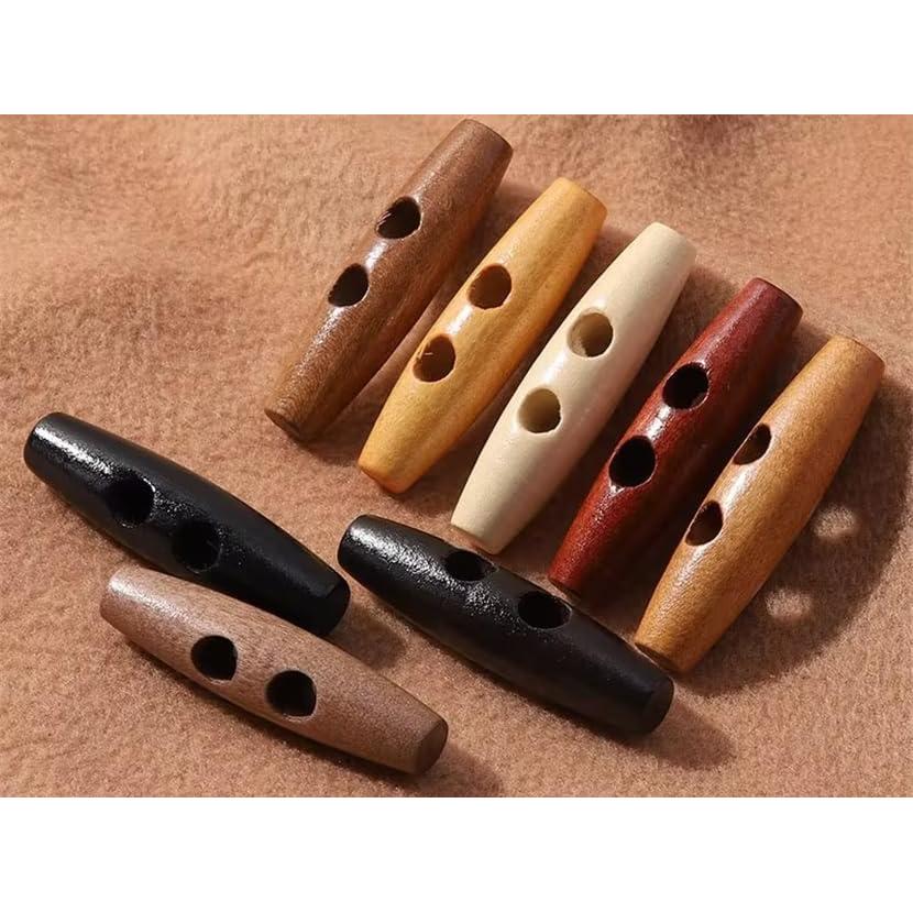 50 Botones de Madera Color Oliva con 2 Agujeros para Ropa