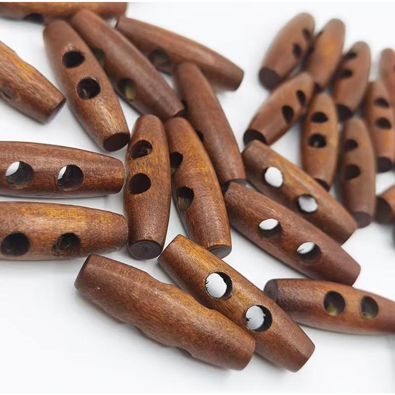 50 Botones de Madera Color Oliva con 2 Agujeros para Ropa