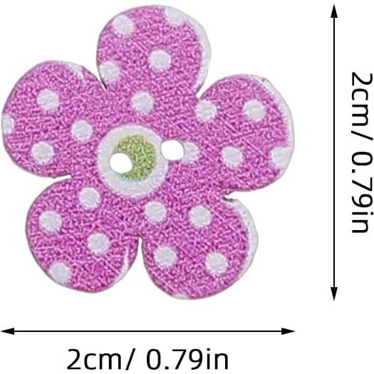 Botones de Madera FENICAL 2cm Flores Coloridas 50 Pcs