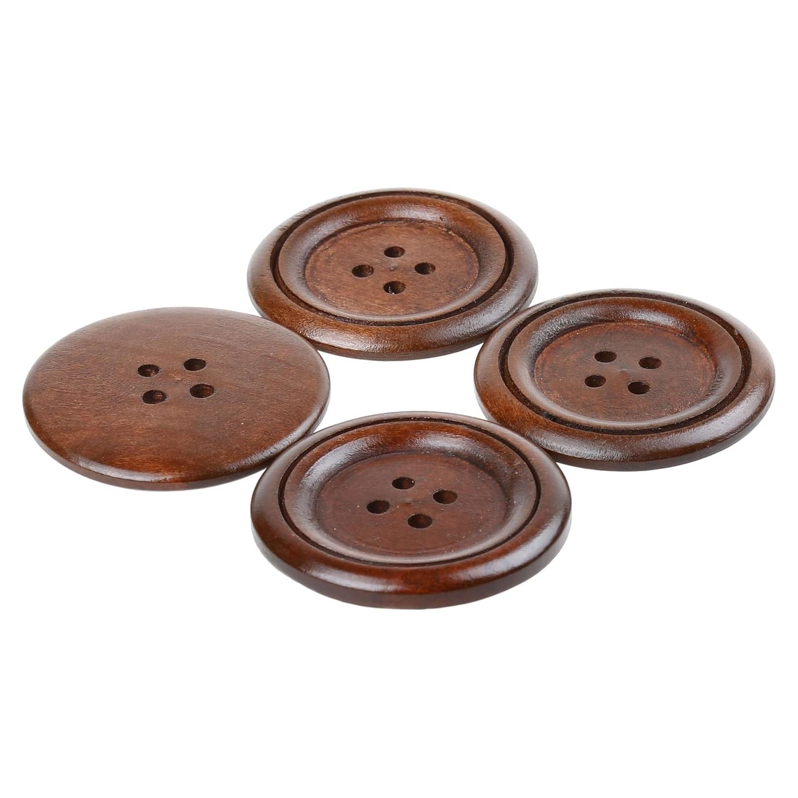 Botones de Madera COTOWIN 10pcs 50mm Redondos 4 Agujeros