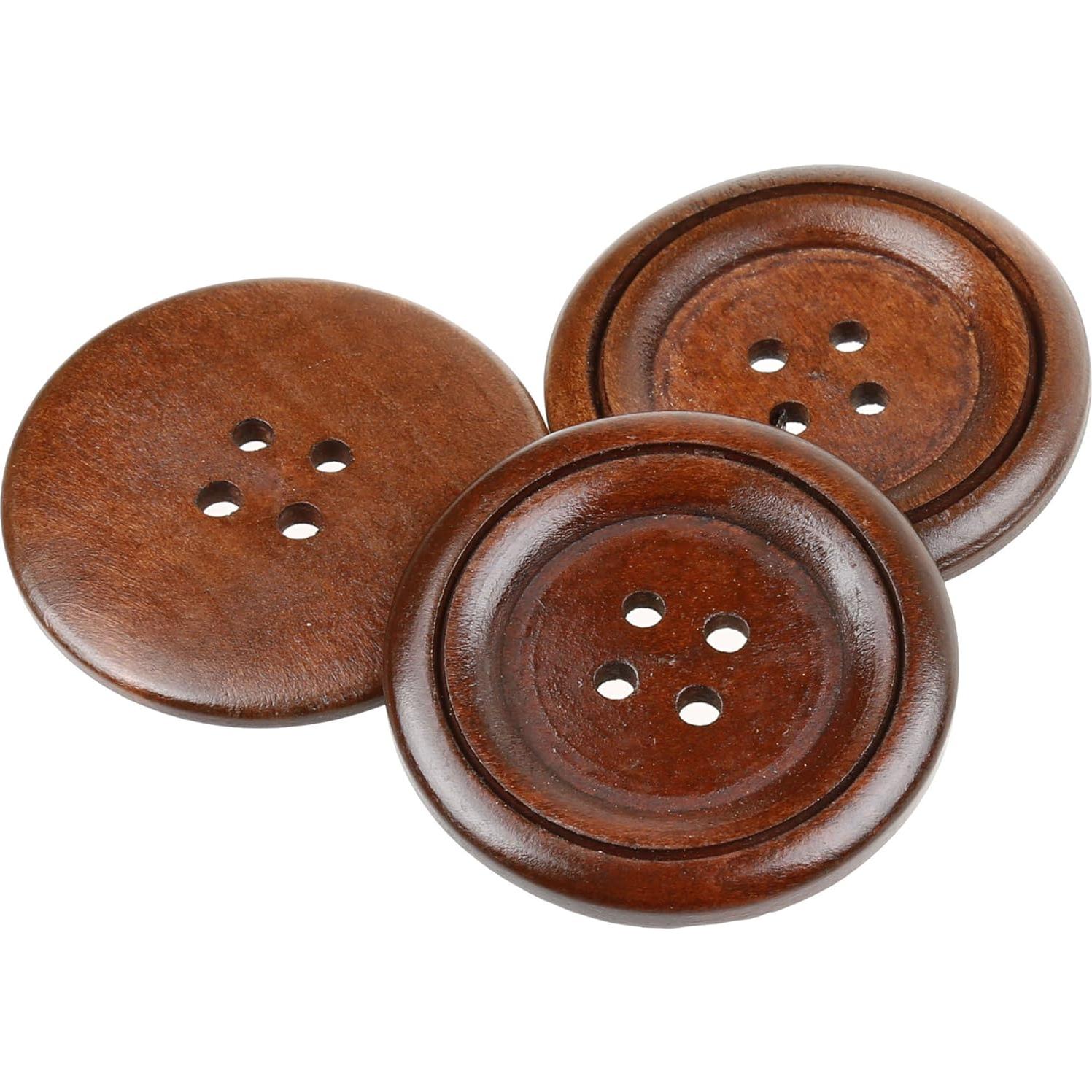 Botones de Madera COTOWIN 10pcs 50mm Redondos 4 Agujeros