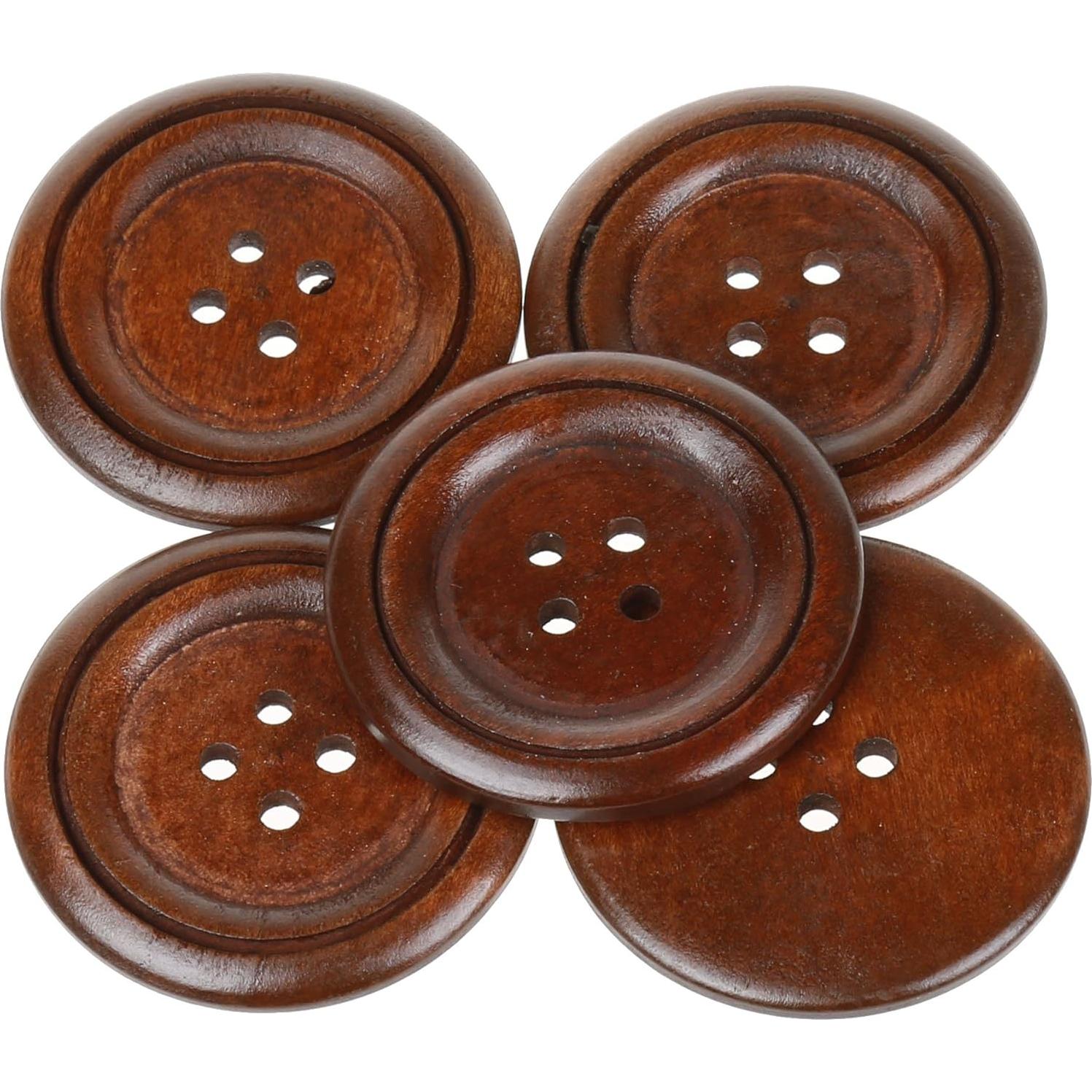 Botones de Madera COTOWIN 10pcs 50mm Redondos 4 Agujeros
