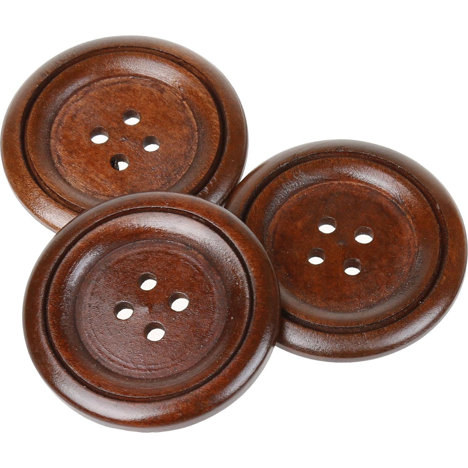 Botones de Madera COTOWIN 10pcs 50mm Redondos 4 Agujeros