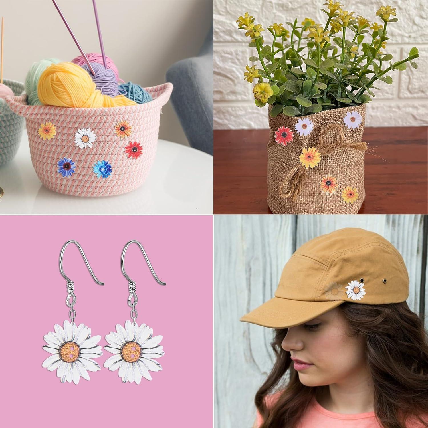 Botones de Margarita KALIONE 100 Pcs Madera Multicolor 25mm