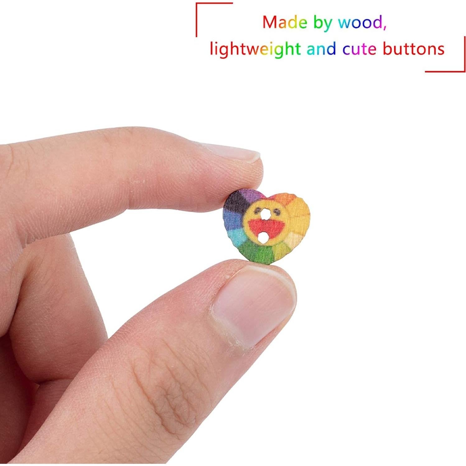 Botones de Madera en Forma de Corazón PH PandaHall 100pcs