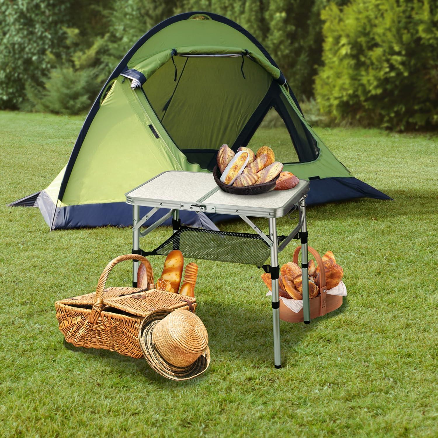 Mesa de Camping YihuiKo Plegable 3 Alturas con Malla