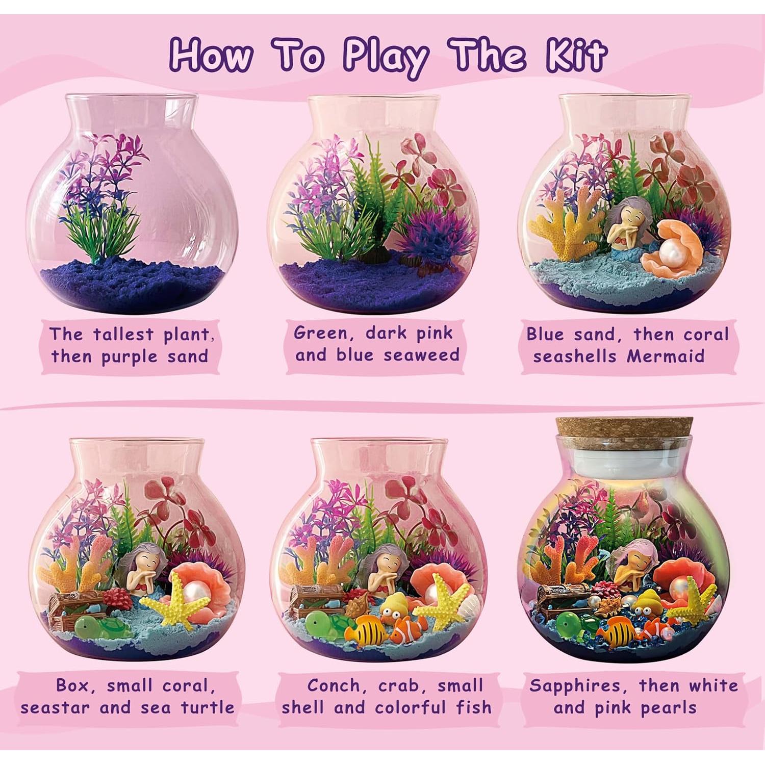 Kit de Terrario de Sirena EUHQY para Niñas 5 a 12 Años