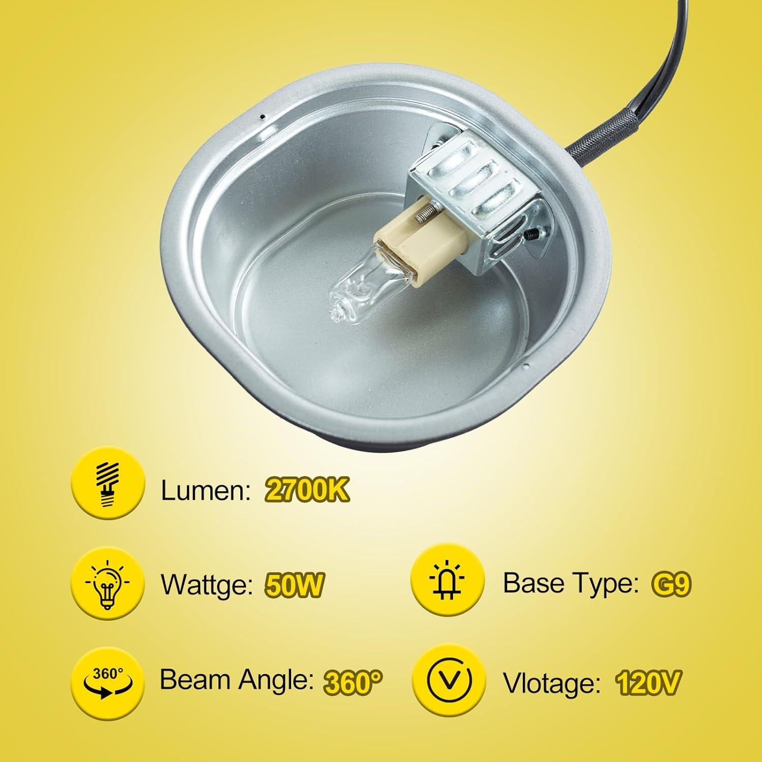 Kit Lámpara de Calor Reptil G9 CAVACHEW 50W con Capucha