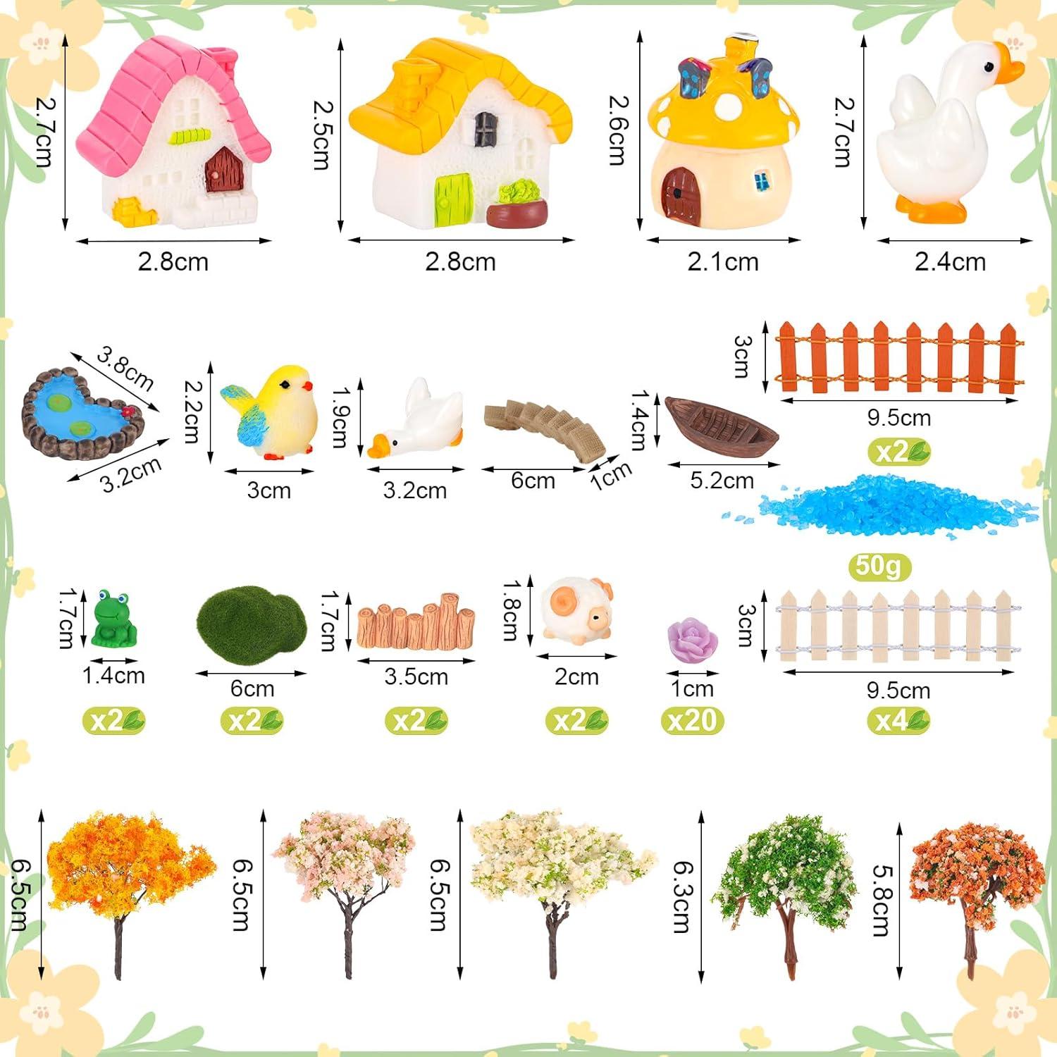 Kit 118 Accesorios de Jardín de Hadas HIYZI Miniaturas DIY