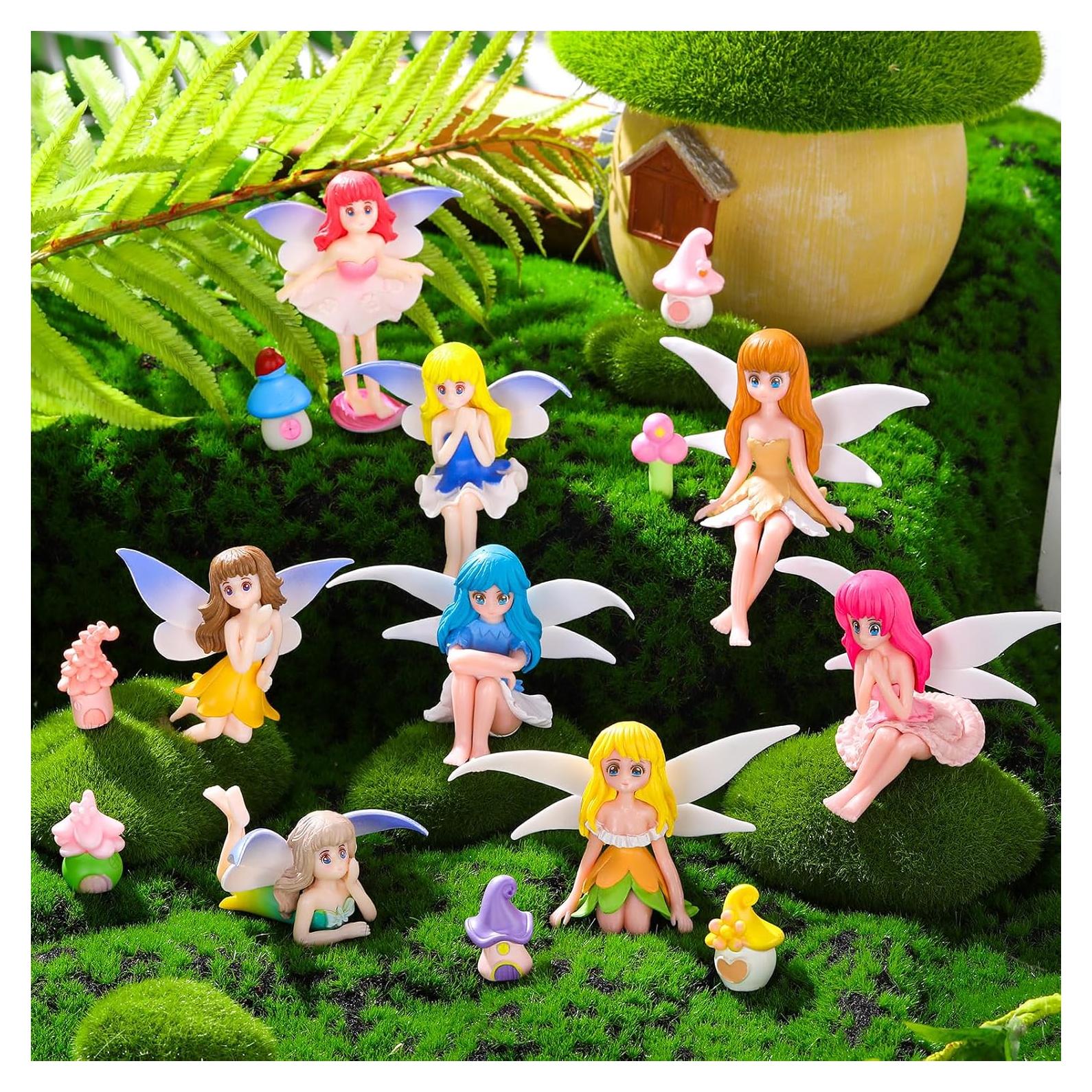 Weysat 15 Piezas Accesorios de Jardín Miniatura Resina Hadas