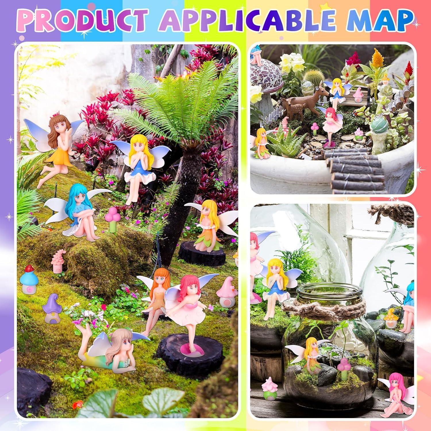 Weysat 15 Piezas Accesorios de Jardín Miniatura Resina Hadas