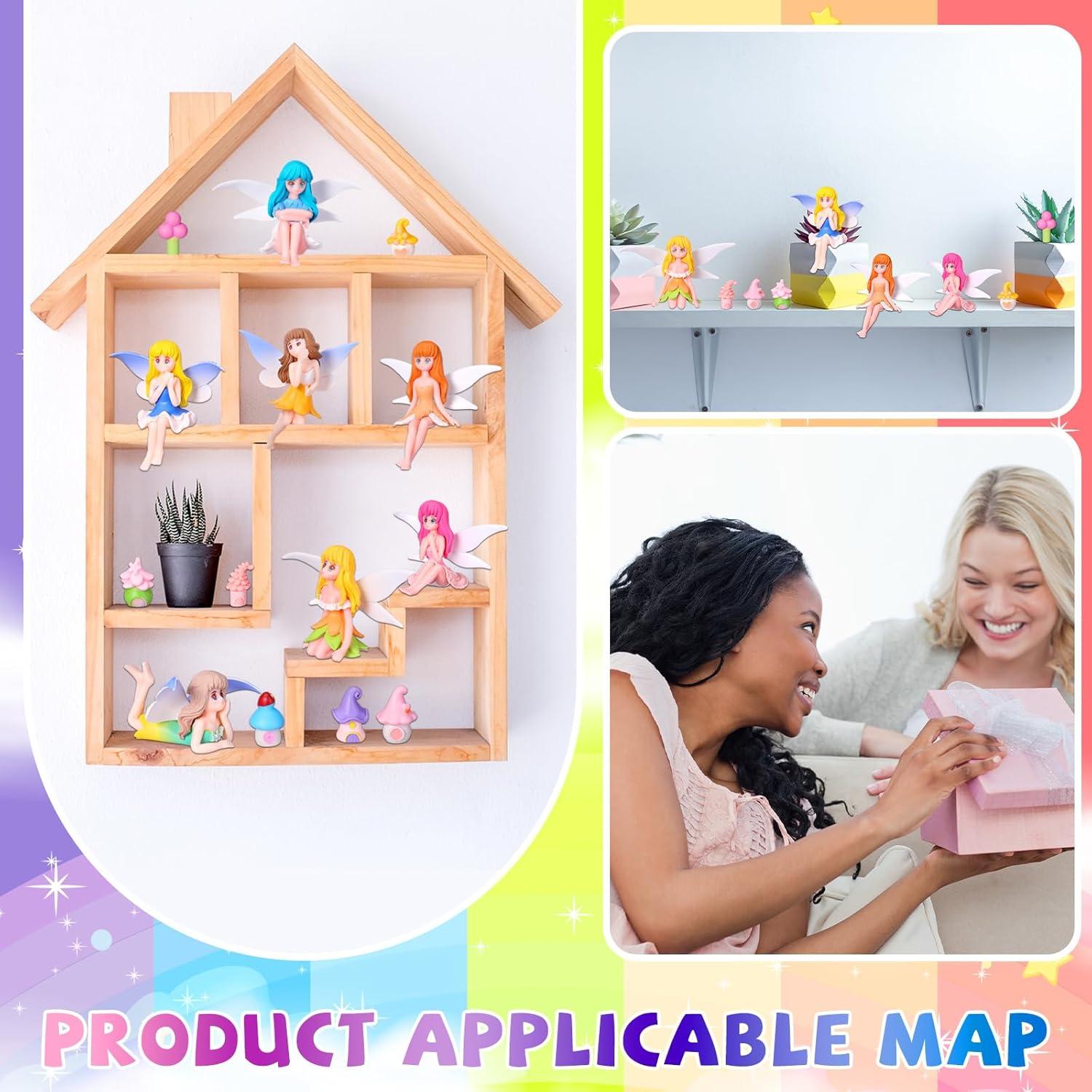 Weysat 15 Piezas Accesorios de Jardín Miniatura Resina Hadas