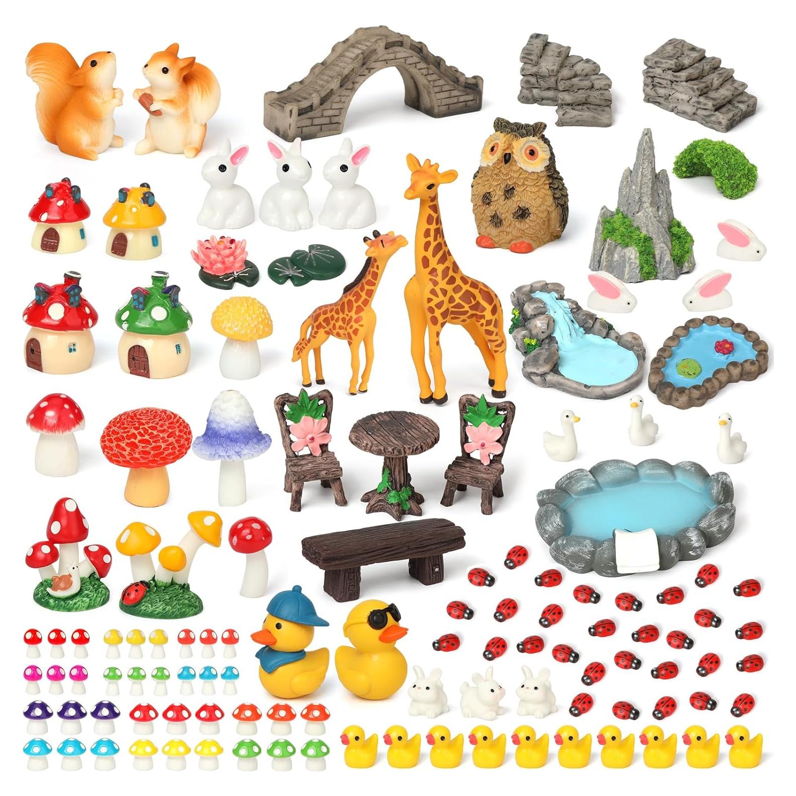 84 Piezas Accesorios de Jardín Miniatura Resina Decorativos