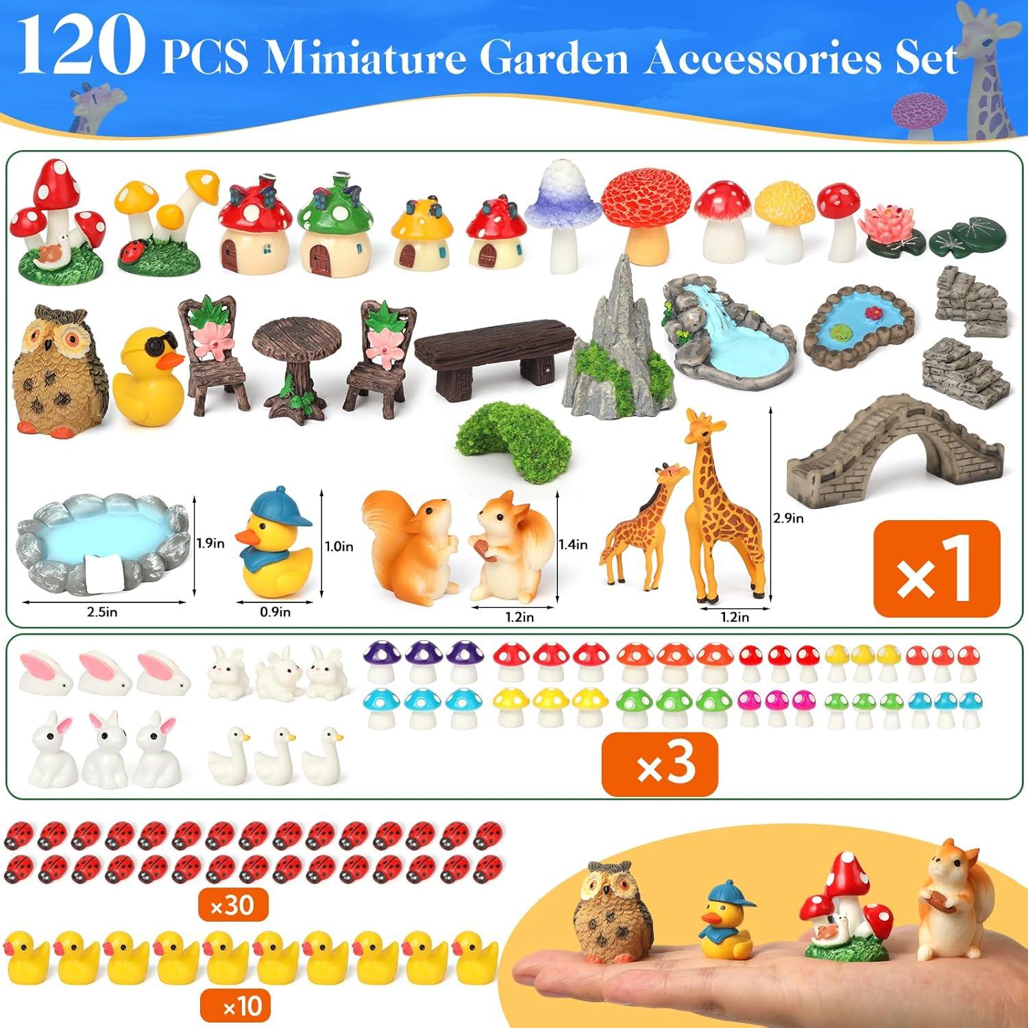 84 Piezas Accesorios de Jardín Miniatura Resina Decorativos