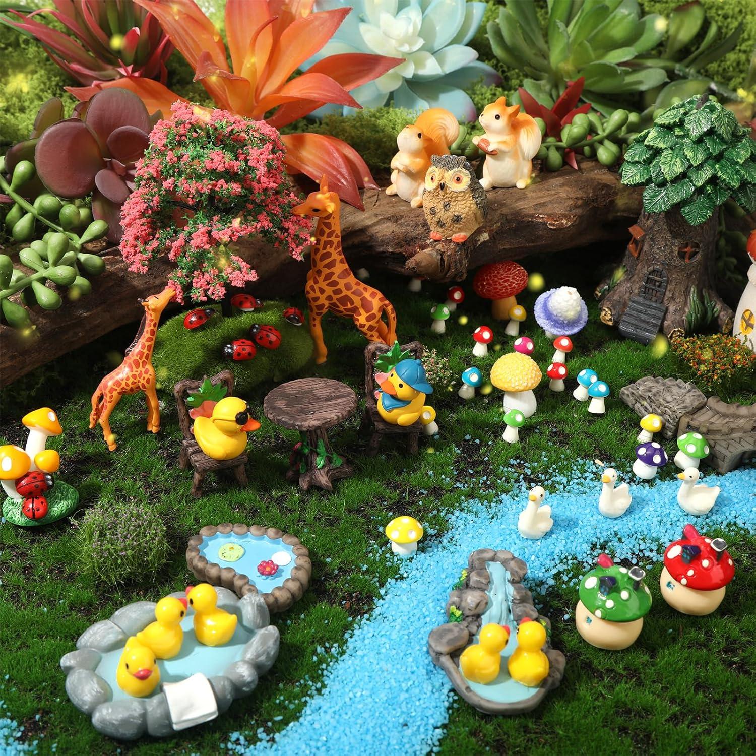 84 Piezas Accesorios de Jardín Miniatura Resina Decorativos
