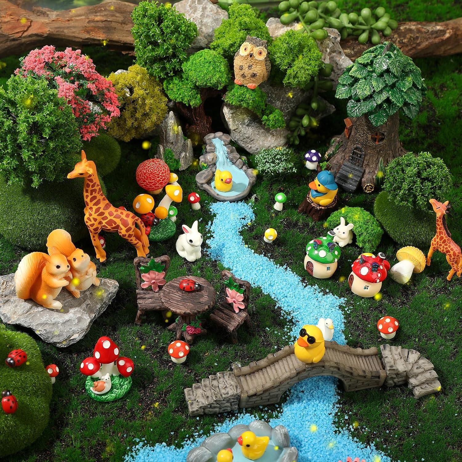 84 Piezas Accesorios de Jardín Miniatura Resina Decorativos