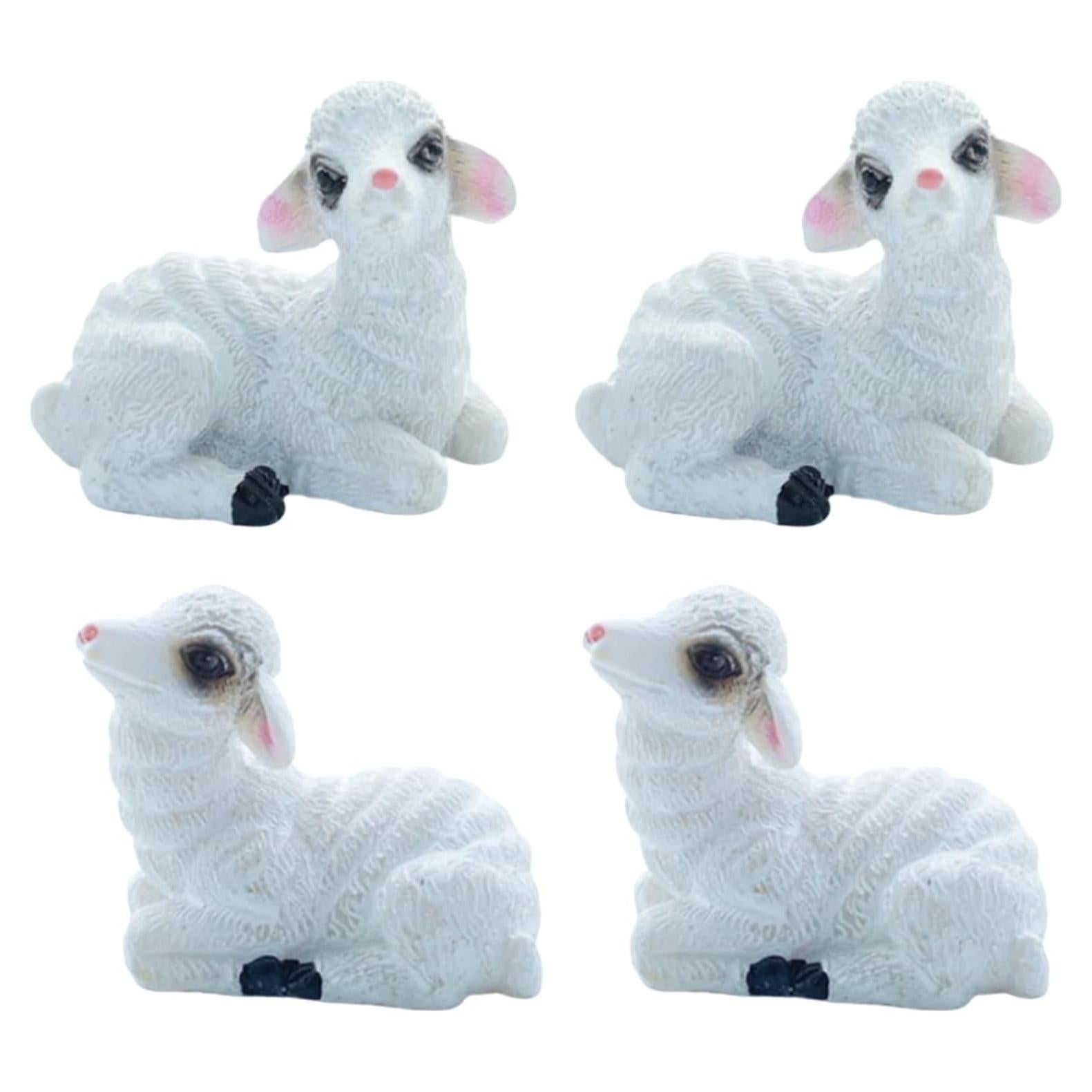Figuras de Cordero Miniatura Gopu - 4 Pcs para Jardín de Hadas