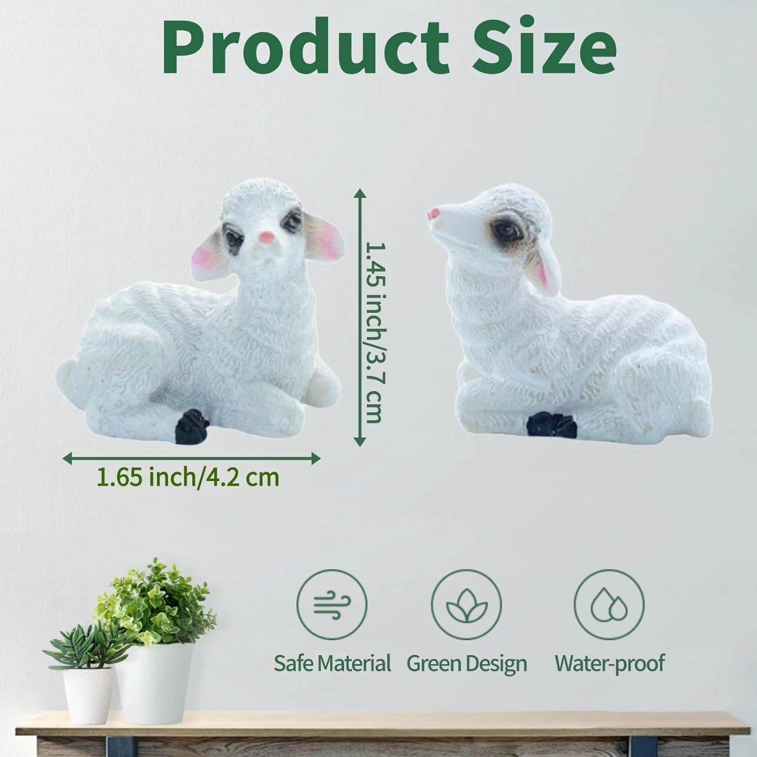 Figuras de Cordero Miniatura Gopu - 4 Pcs para Jardín de Hadas