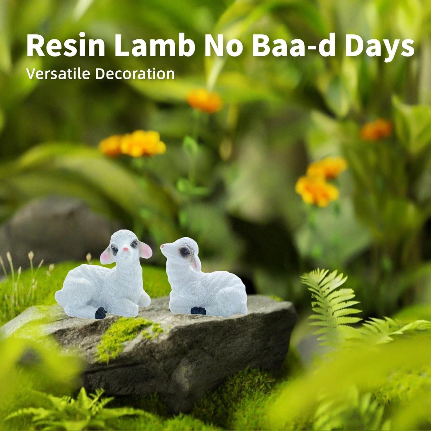 Figuras de Cordero Miniatura Gopu - 4 Pcs para Jardín de Hadas