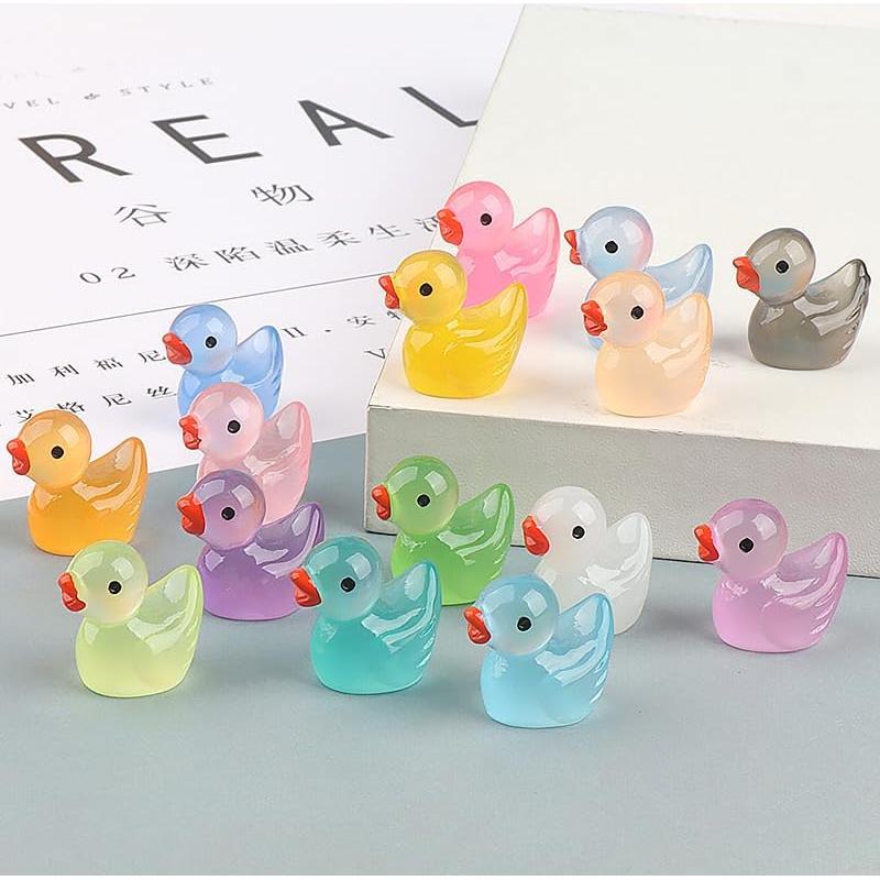10 Figuras de Patos Miniatura Rojo Rosa PurYupearl