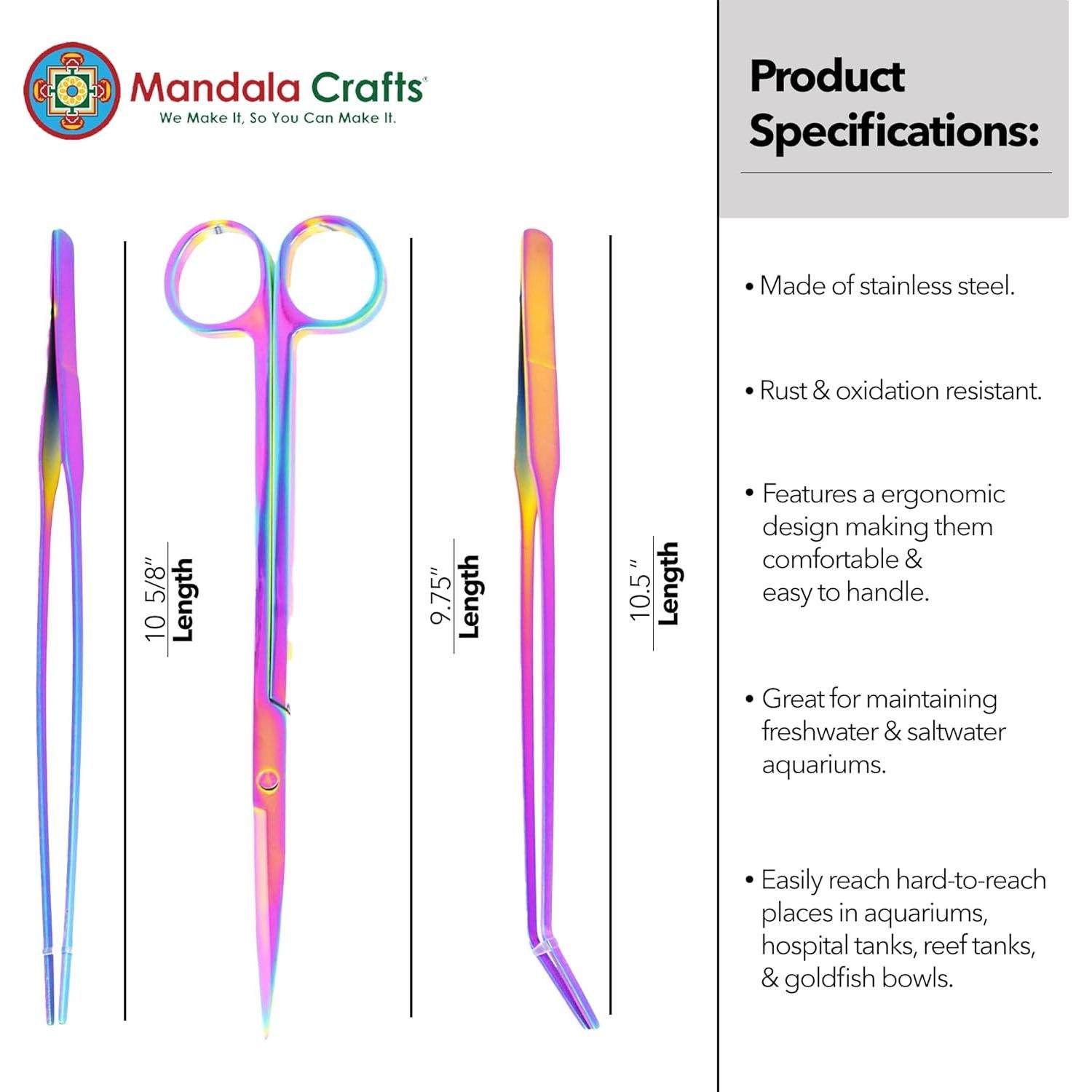 Kit de Herramientas de Acuascaping Mandala Crafts 3 en 1 Acero Inoxidable