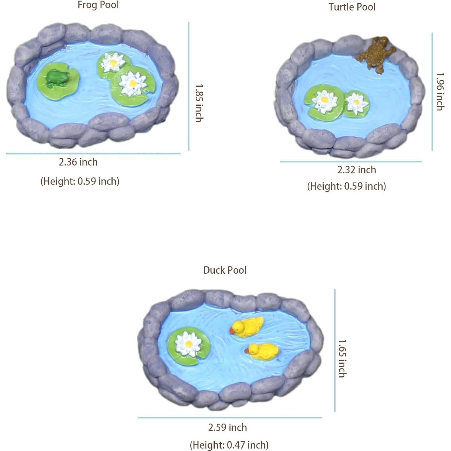 Juego de 3 Estanques Miniatura de Resina Whlo4U para Jardín