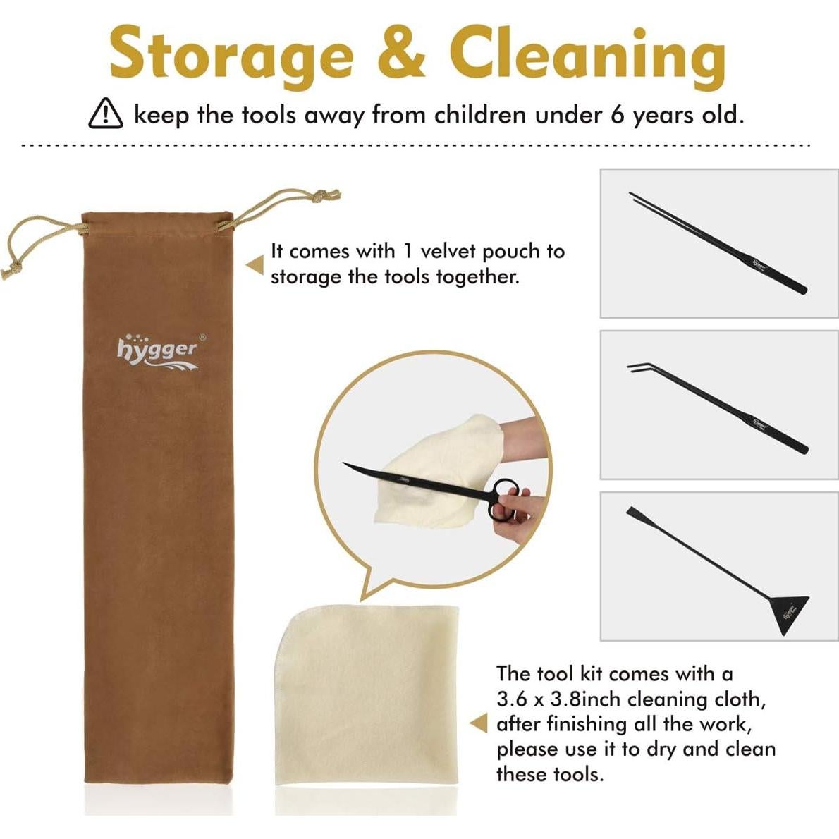 Kit de Herramientas para Acuarios Hygger - 4 Piezas Acero Inoxidable