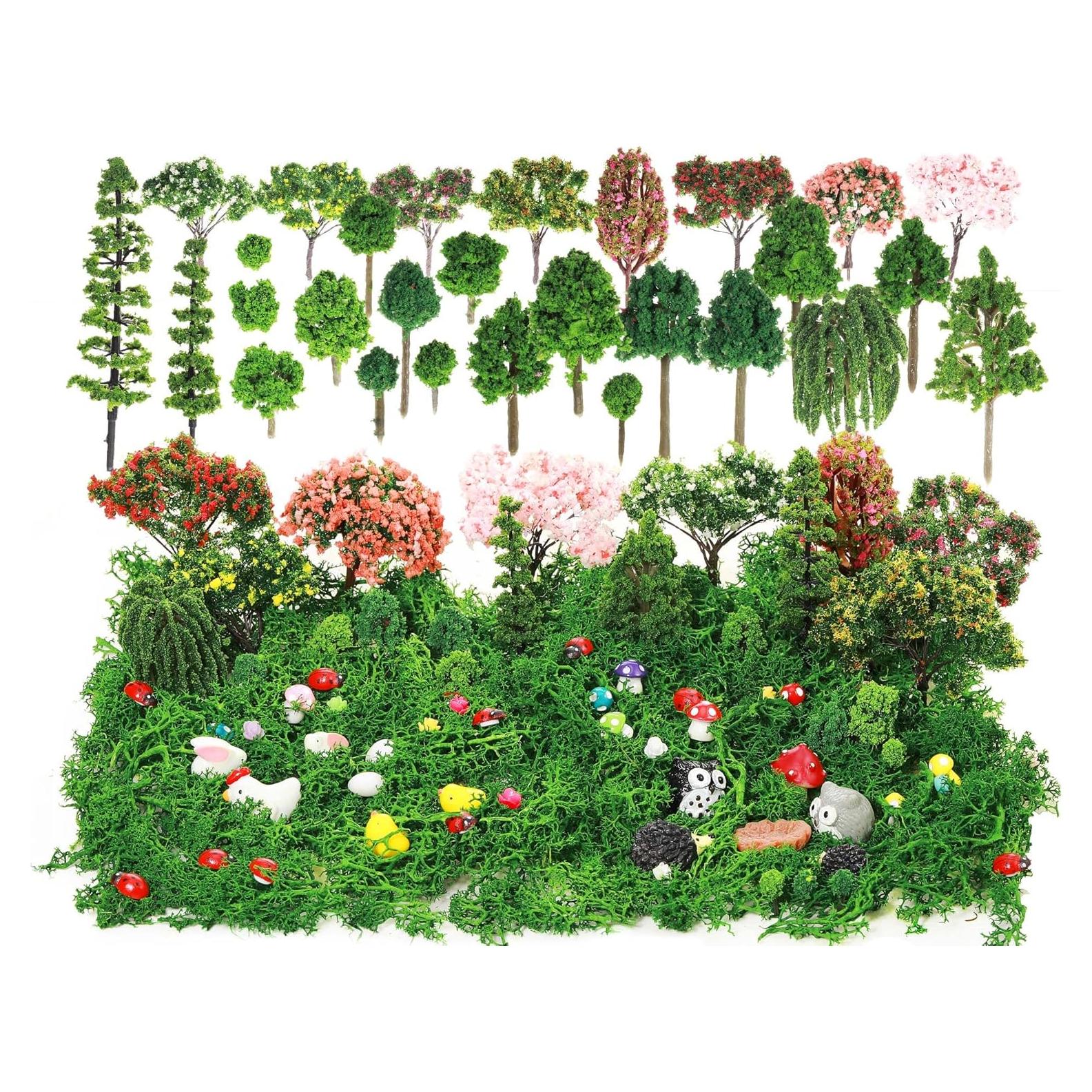 Hoteam 72 Pcs Accesorios de Jardín Miniatura Animales y Árboles