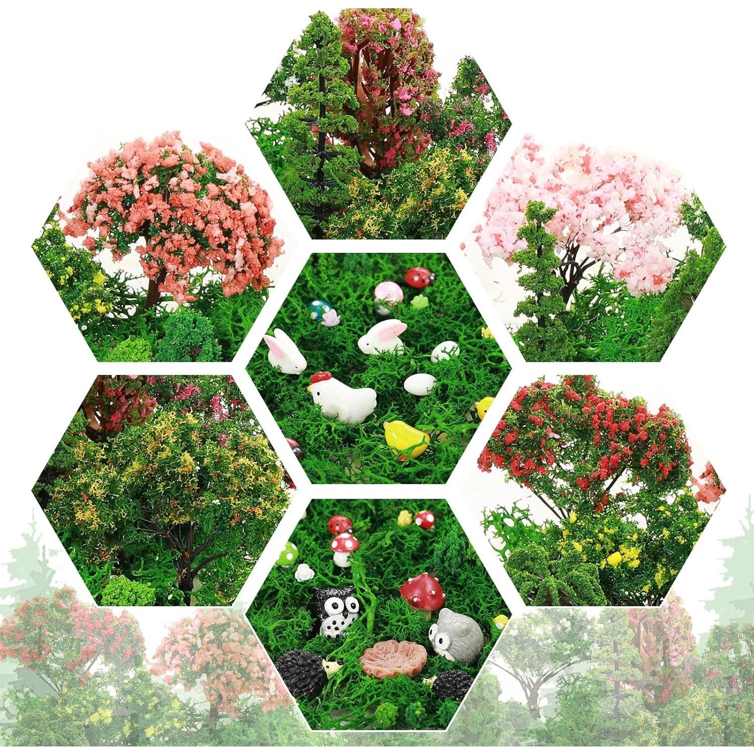 Hoteam 72 Pcs Accesorios de Jardín Miniatura Animales y Árboles