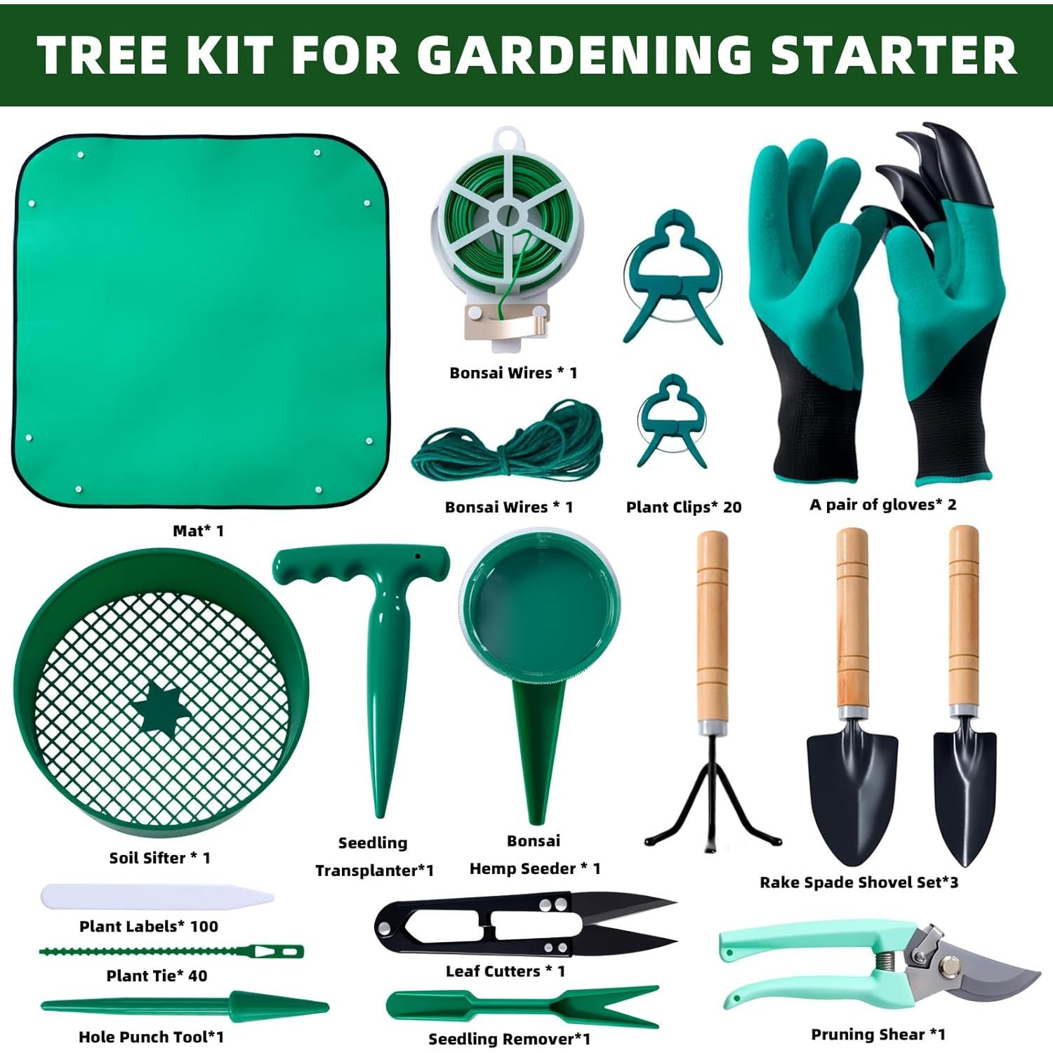 Kit de Jardinería 175 Piezas SteelyCo - Herramientas para Bonsái y Suculentas