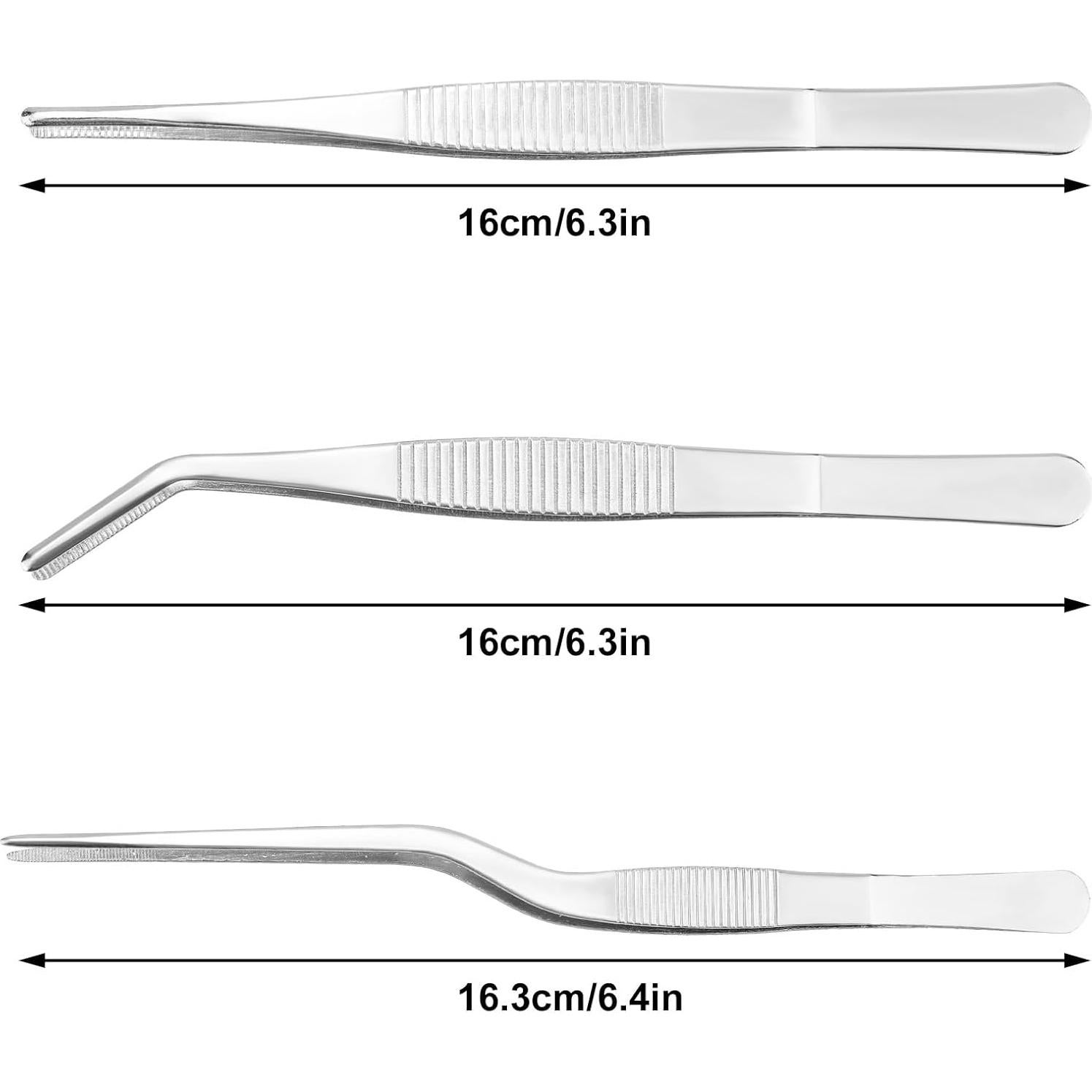 Juego de 3 Pinzas de Acero Inoxidable Tinoaly 16cm para Jardinería