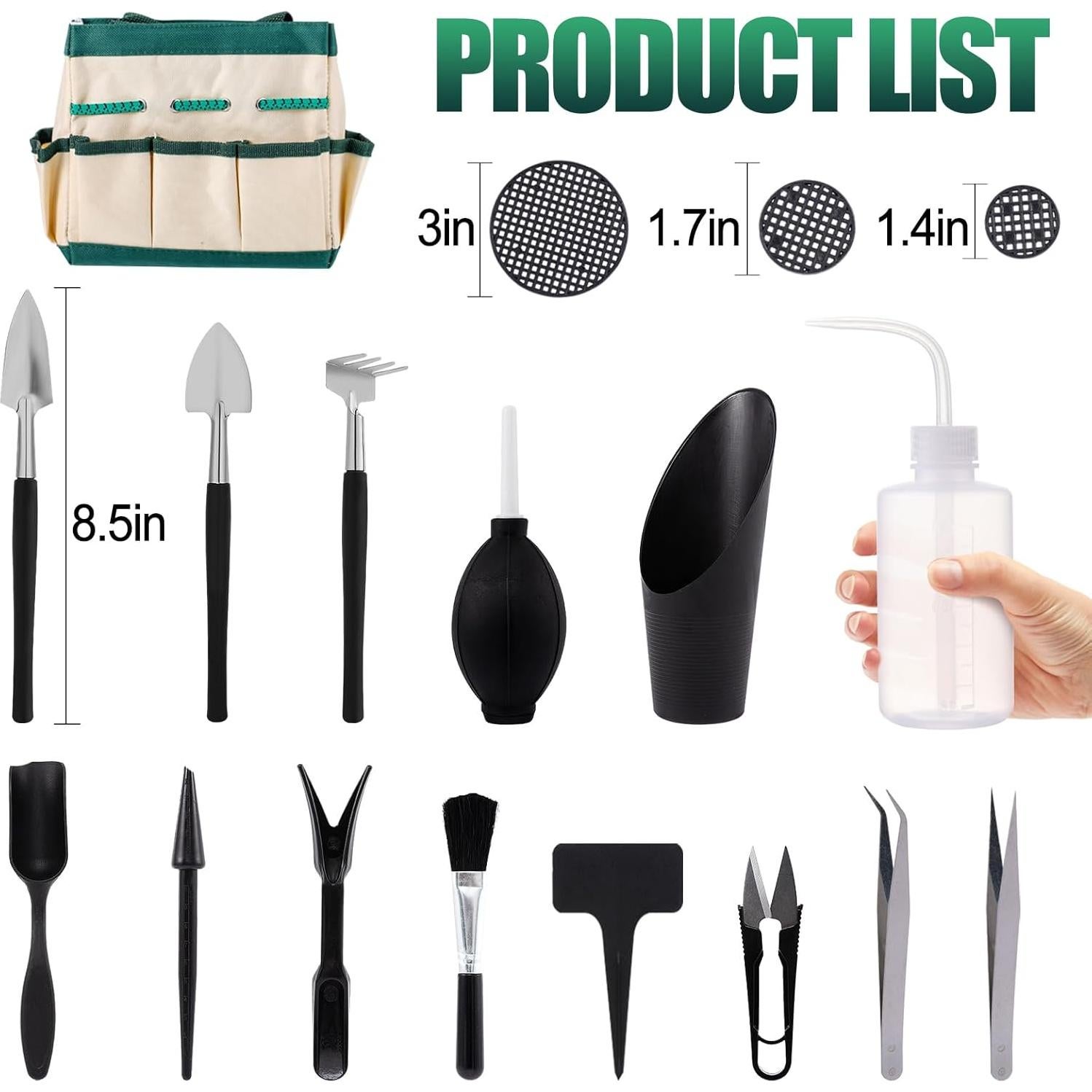 Juego de Herramientas para Suculentas ANPHSIN 44 Pcs Verde