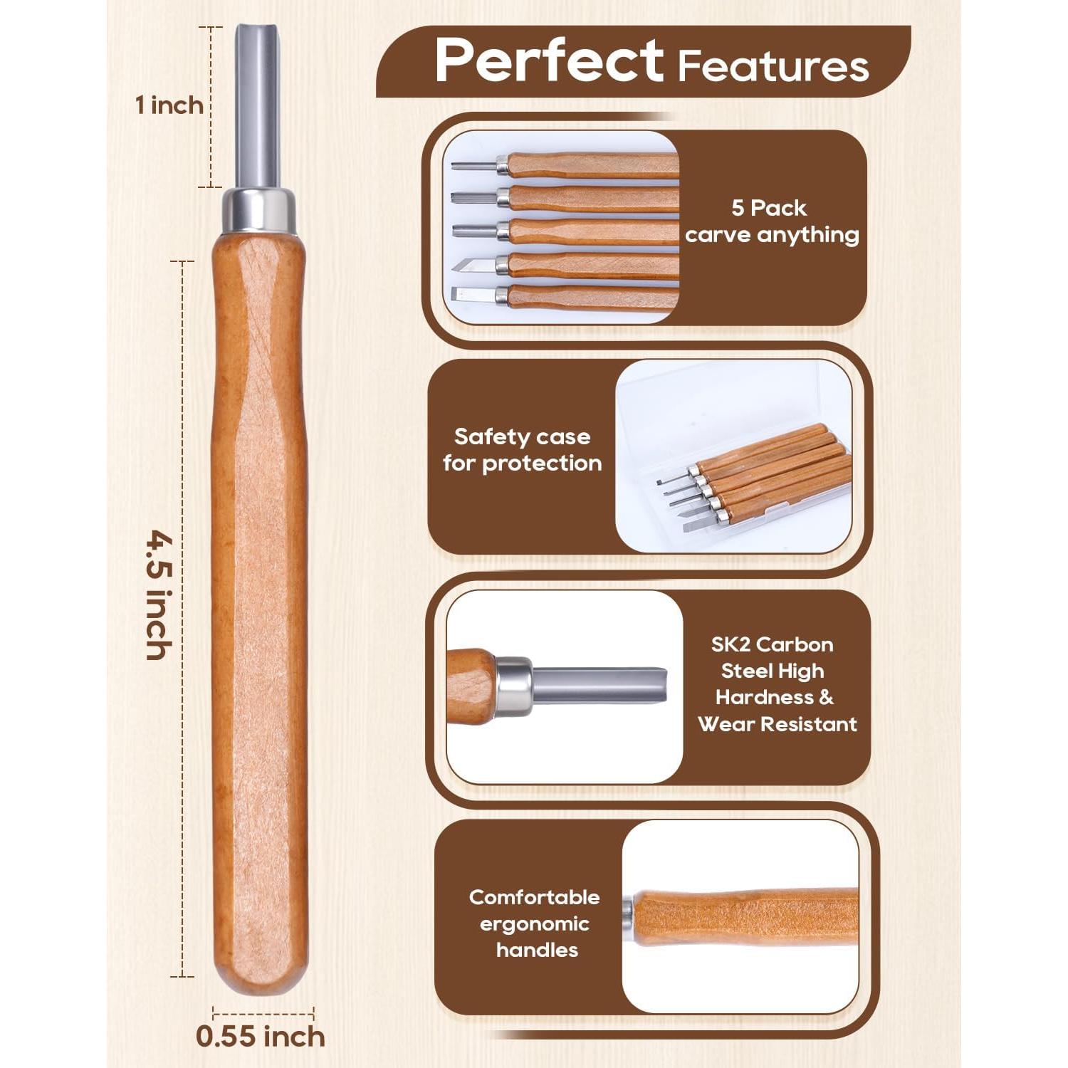 Set de Herramientas de Tallado en Madera UCEC 5 Piezas