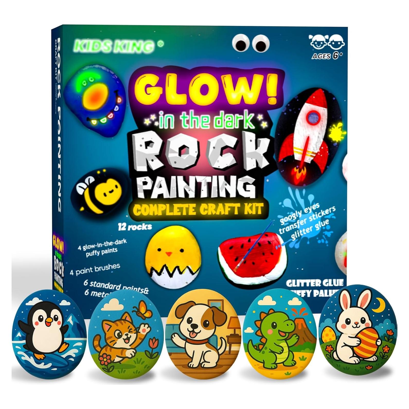 Kit de Pintura de Rocas KIDS KING - Brilla en la Oscuridad