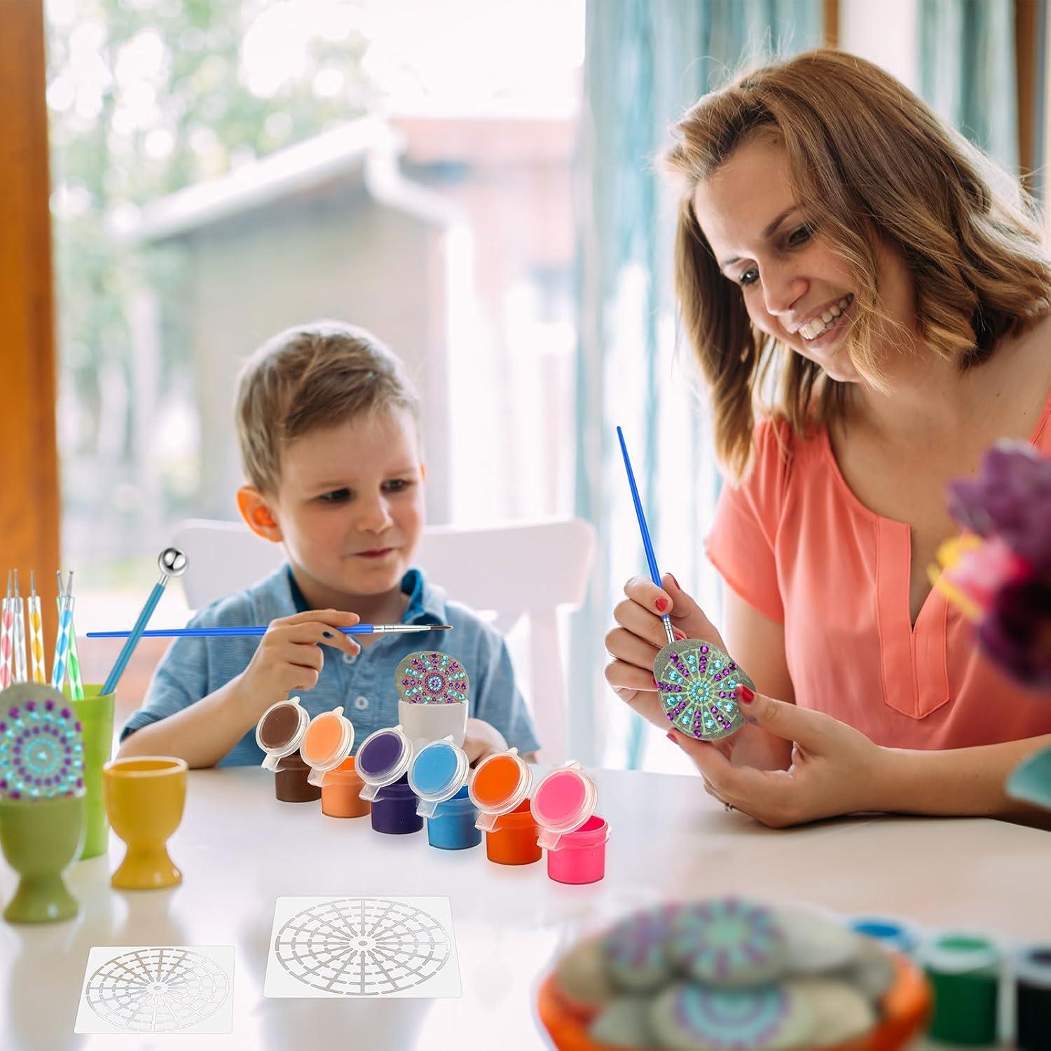 Kit de Pintura de Rocas Mandala RoundFunny - 10 Rocas 7-10 cm