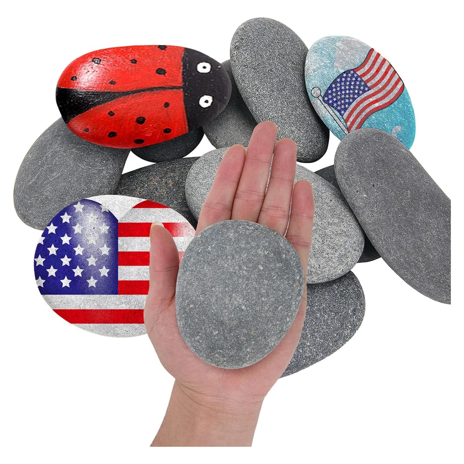 Piedras para Pintar Lulonpon 12 Piezas 7.6-10.2 cm Superficie Lisa