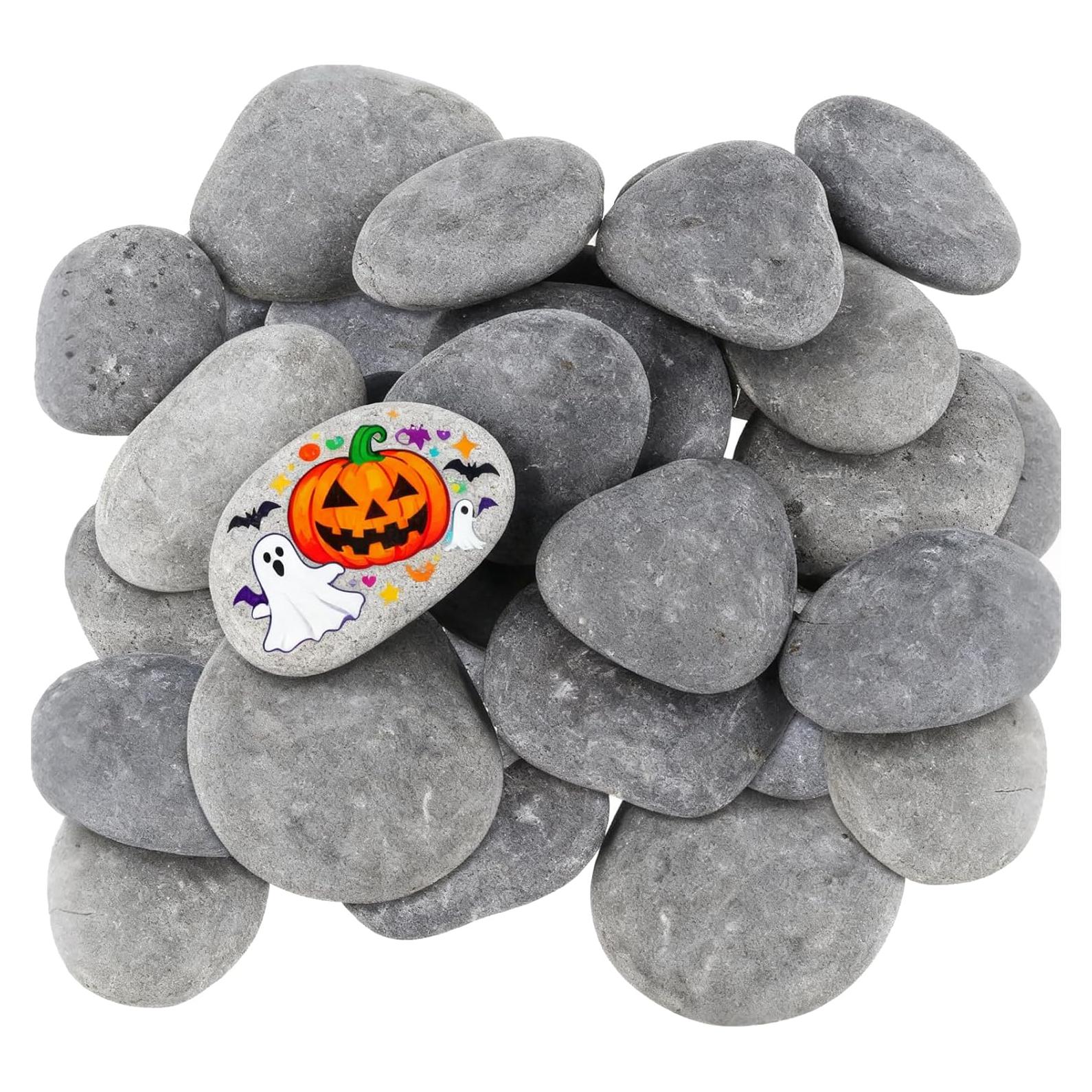 Paquete de 20 Rocas de Río Suaves para Pintar GINLANK 10-12 cm