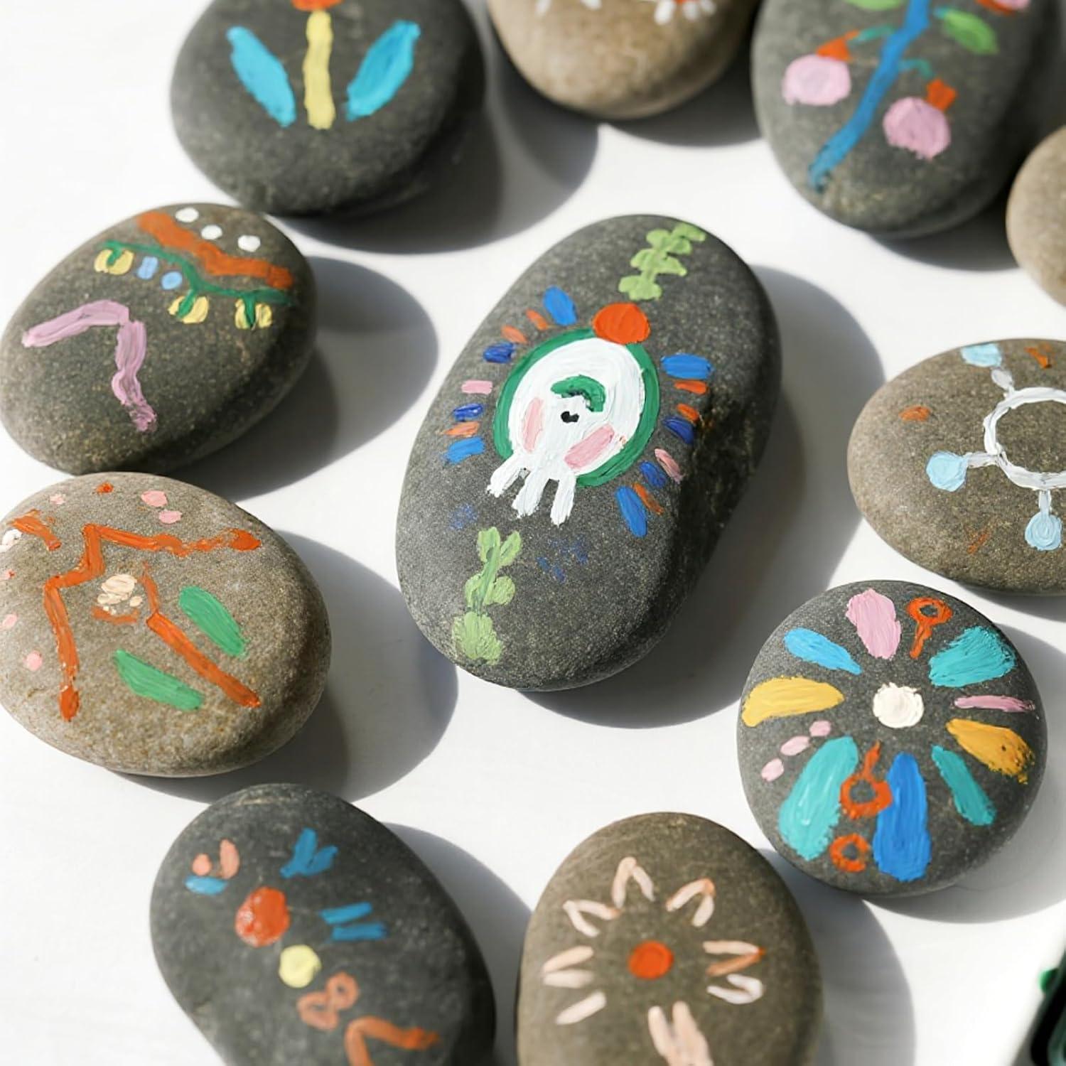 Paquete de 20 Rocas de Río Suaves para Pintar GINLANK 10-12 cm