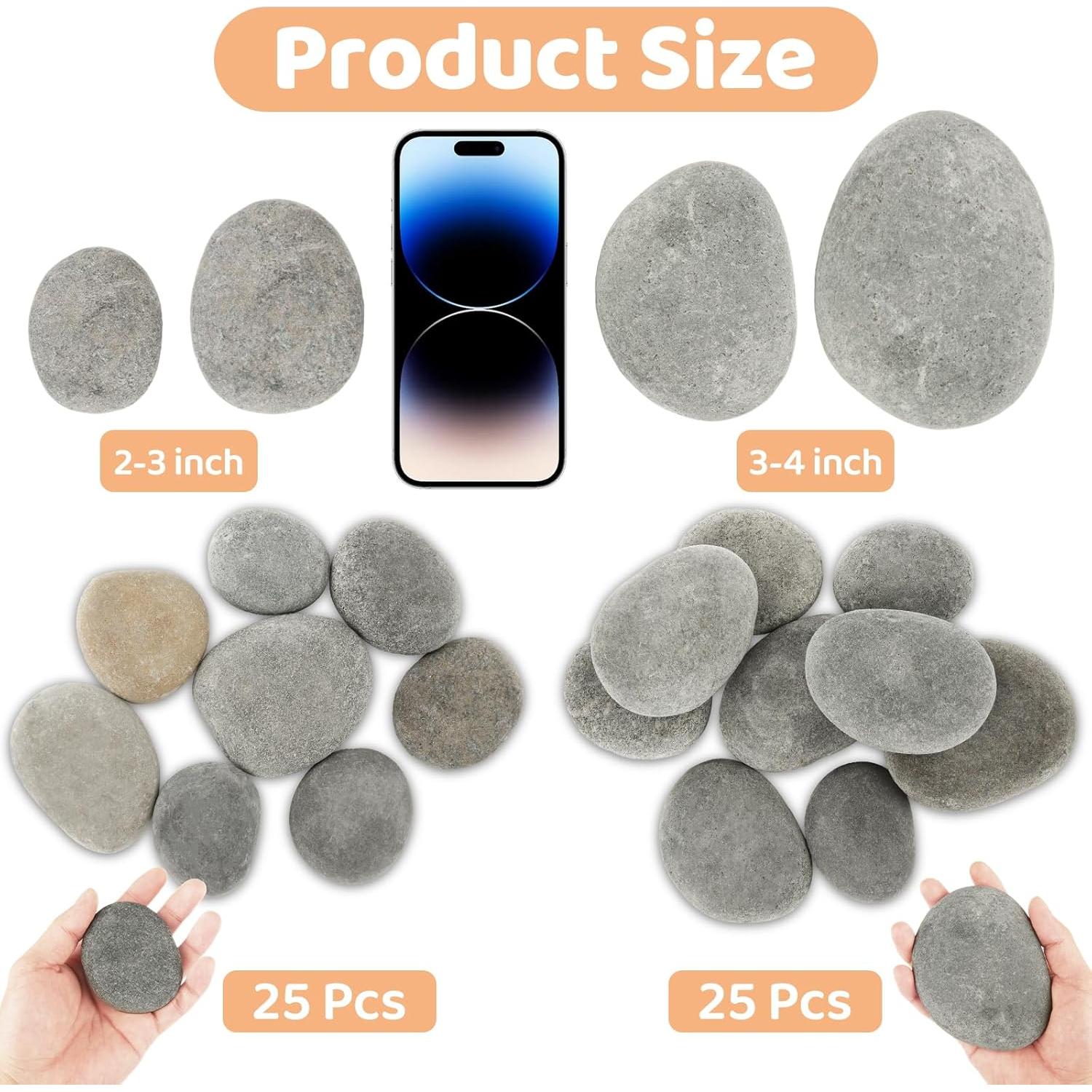 Set de 50 Rocas para Pintar CYEAH 5-10 cm para Manualidades