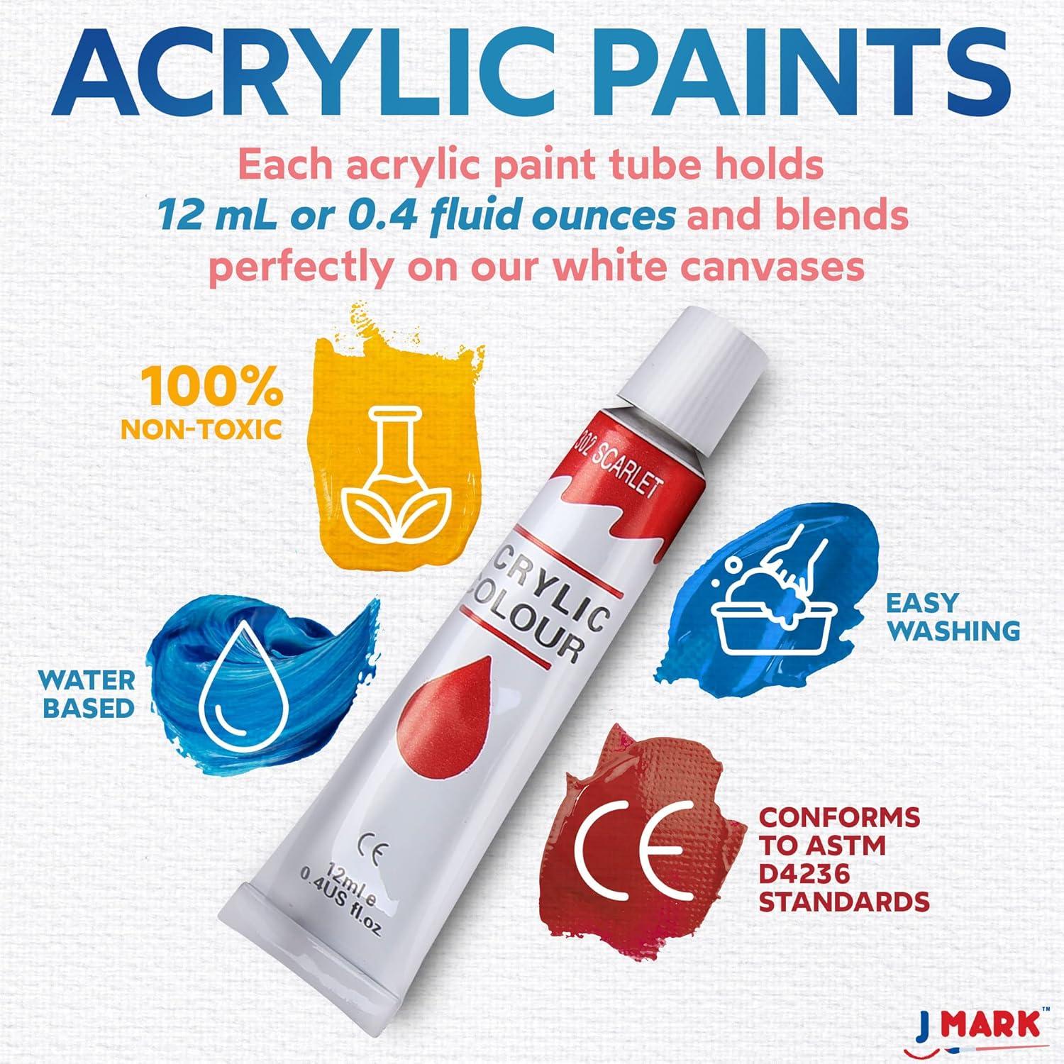 Kit de Pintura Acrílica J MARK 22 Piezas con Lienzos 20x25 cm