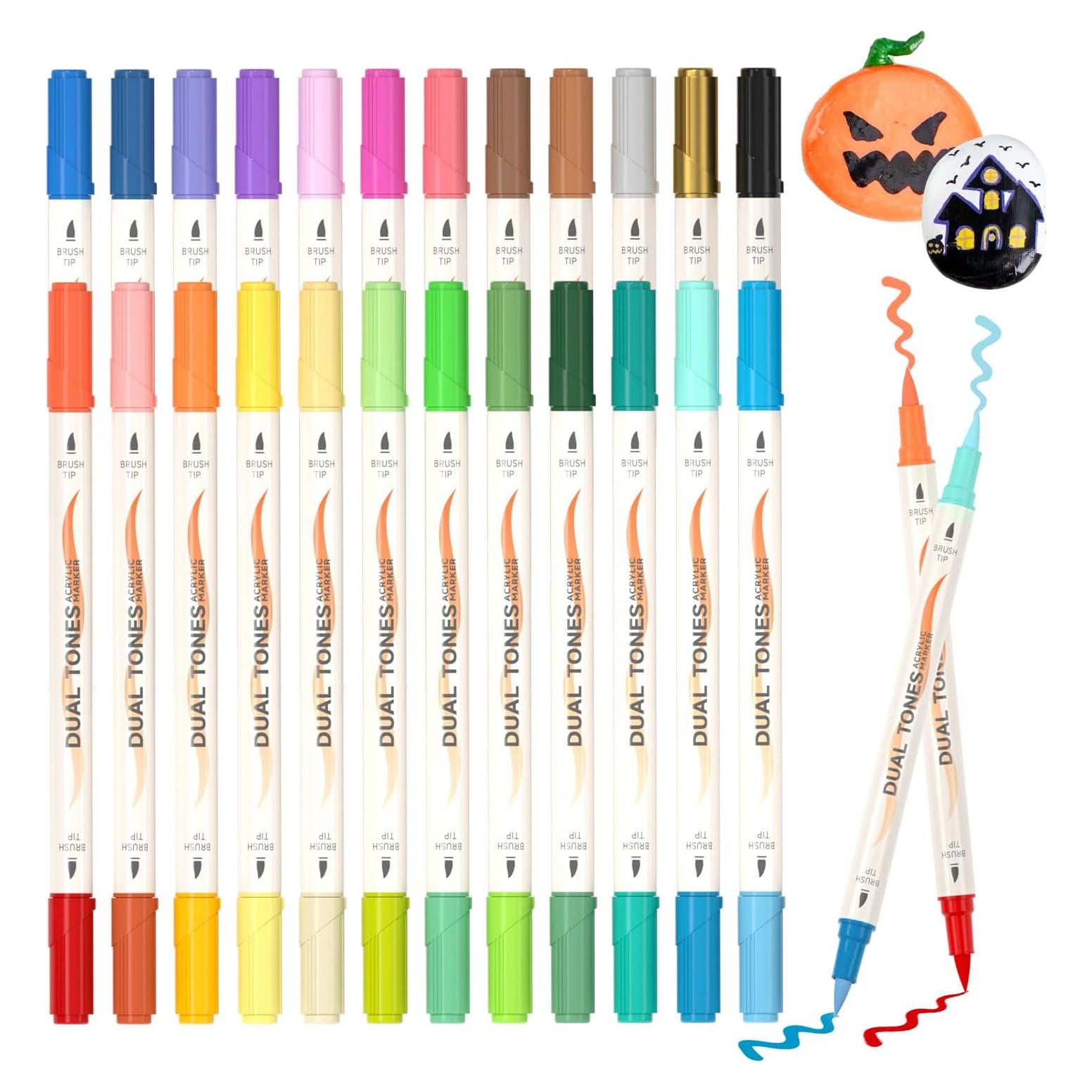 Marcadores de Pintura Acrílica Doble Tono Shuttle Art 24 Pack