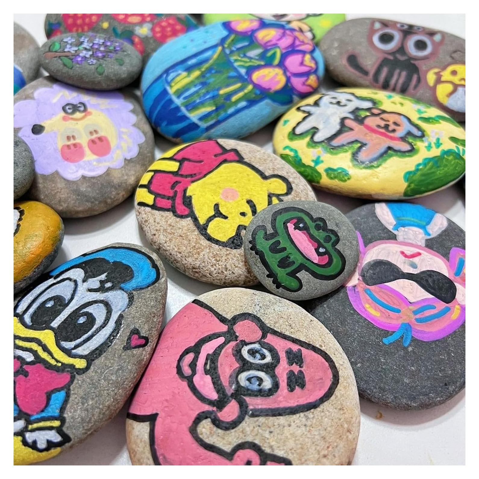 Rocas de Río para Pintar GRUKFE - Paquete de 5, 7.6-10.2 cm